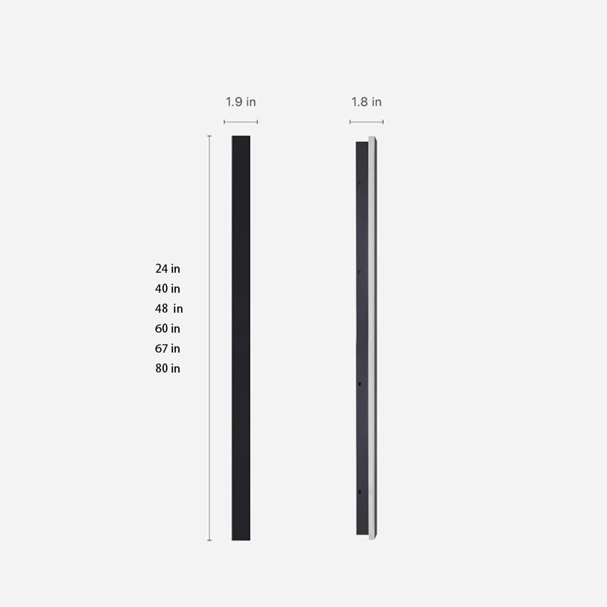 Outdoor Wall Light, Black Linear LED Strip, IP65 Waterproof
