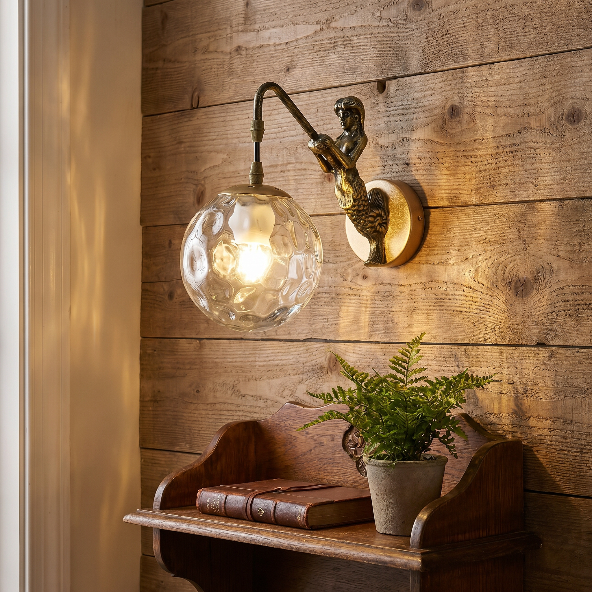 Orb Wall Sconce, Metal and Resin, Glass Shade, E26, Black or Gold