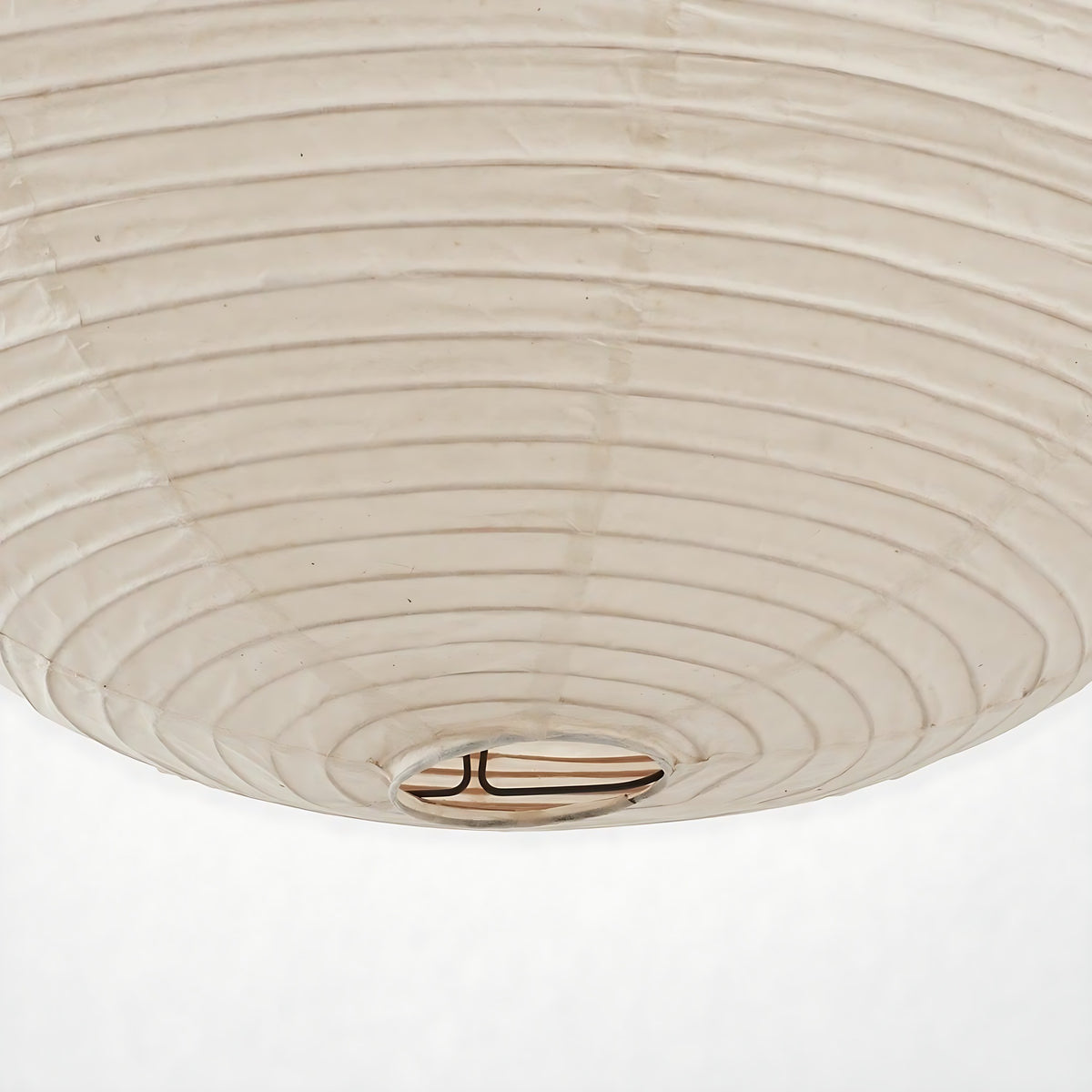 Pia pendant light, white washi paper globe seen from below