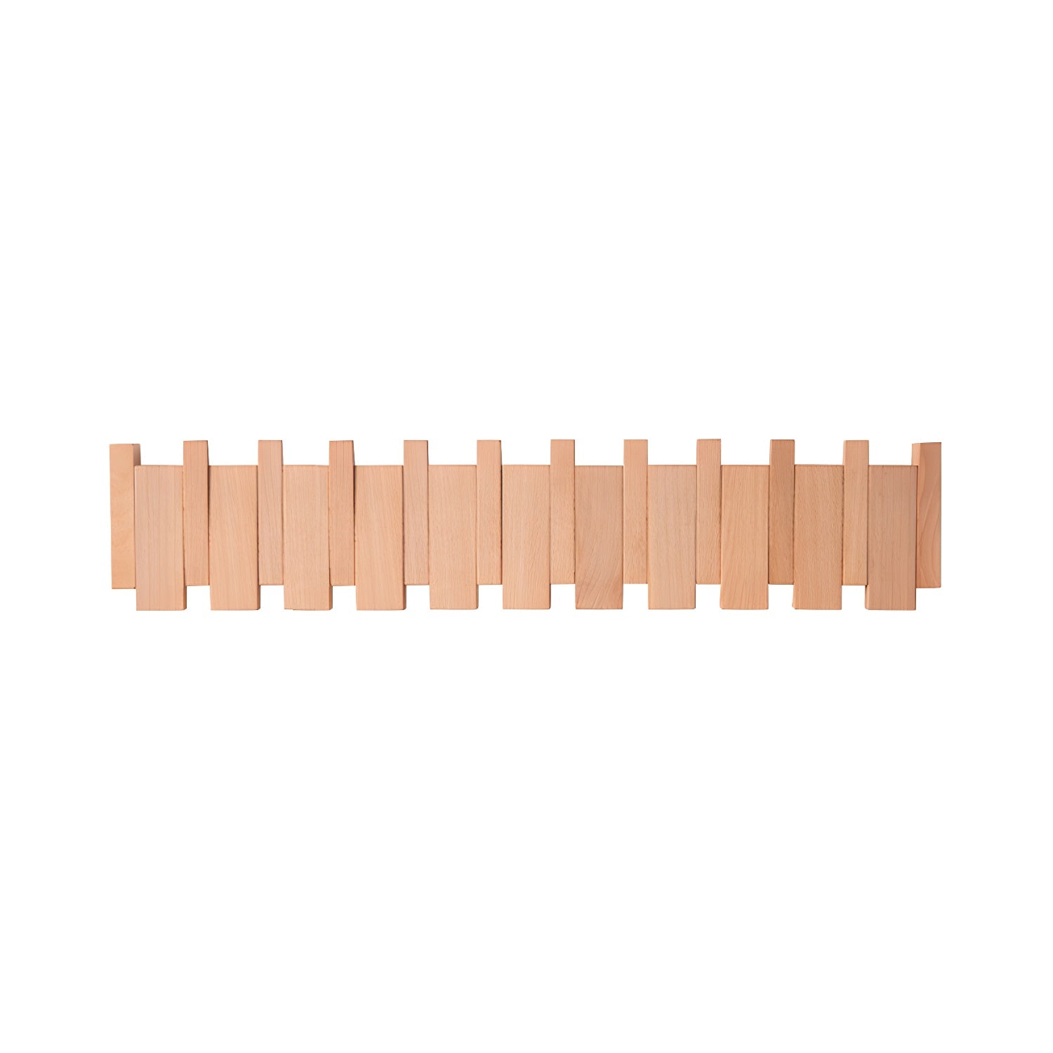 Piano Key Wall Coat Rack, Solid Oak Wood, Beech or Walnut, 4 to 12 Hooks