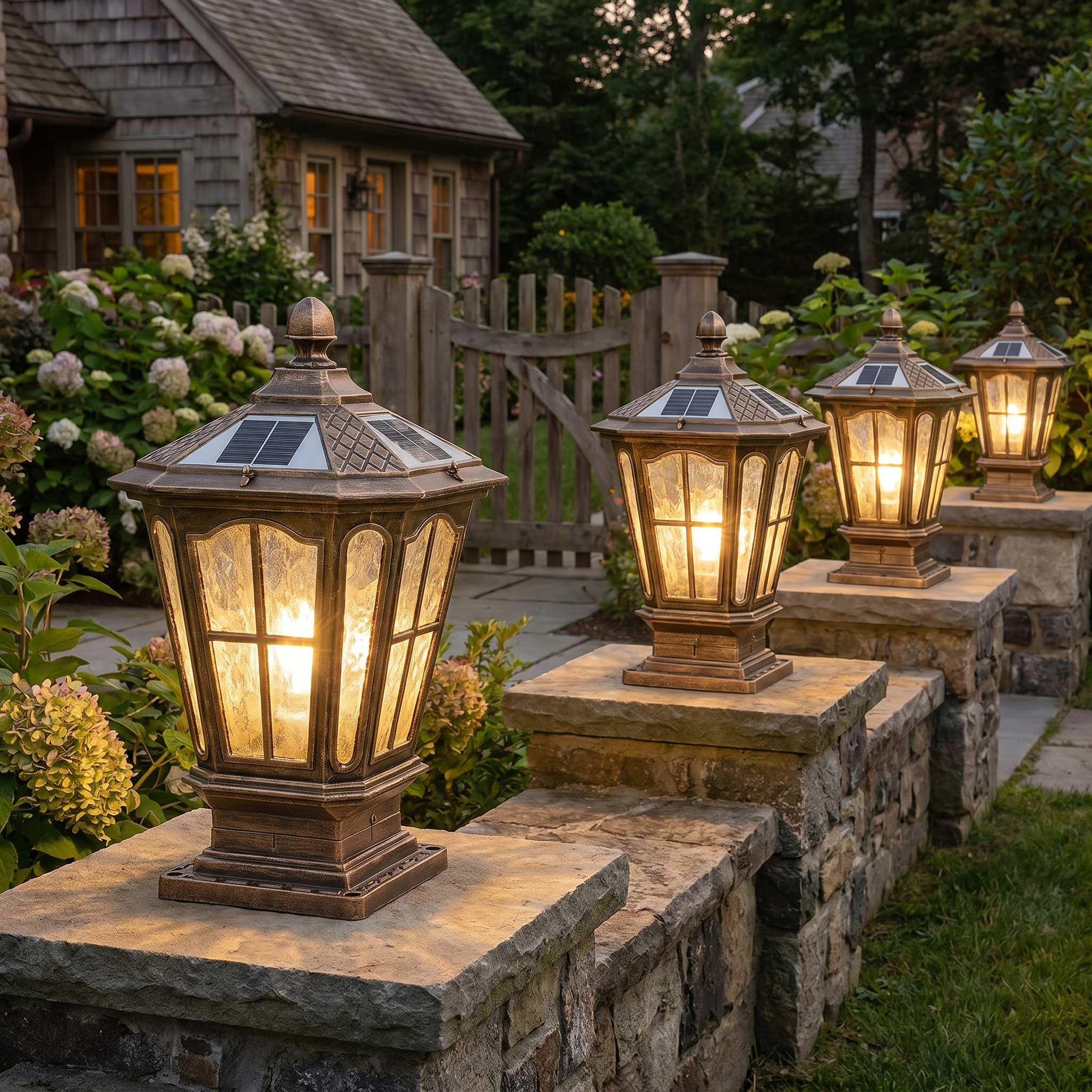 Pavilion Pillar Light, Die-Cast Aluminum, IP65, Solar or Hardwired, E27