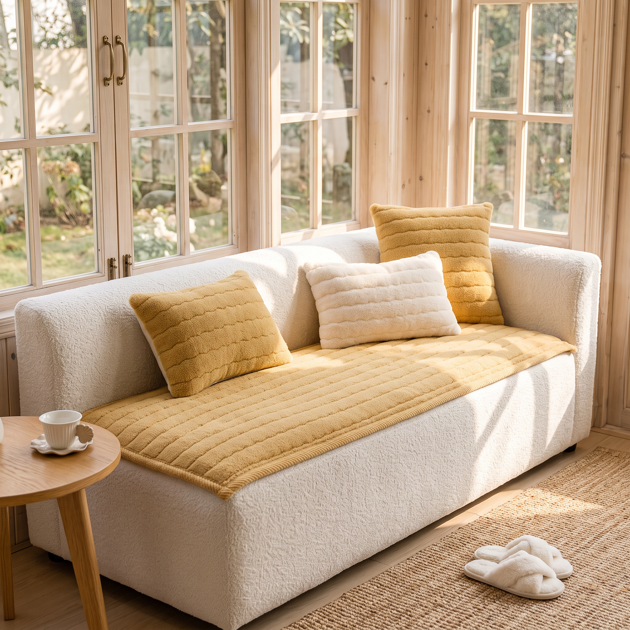 Plush Sofa Cover, Non-Slip Microfiber Couch Protector