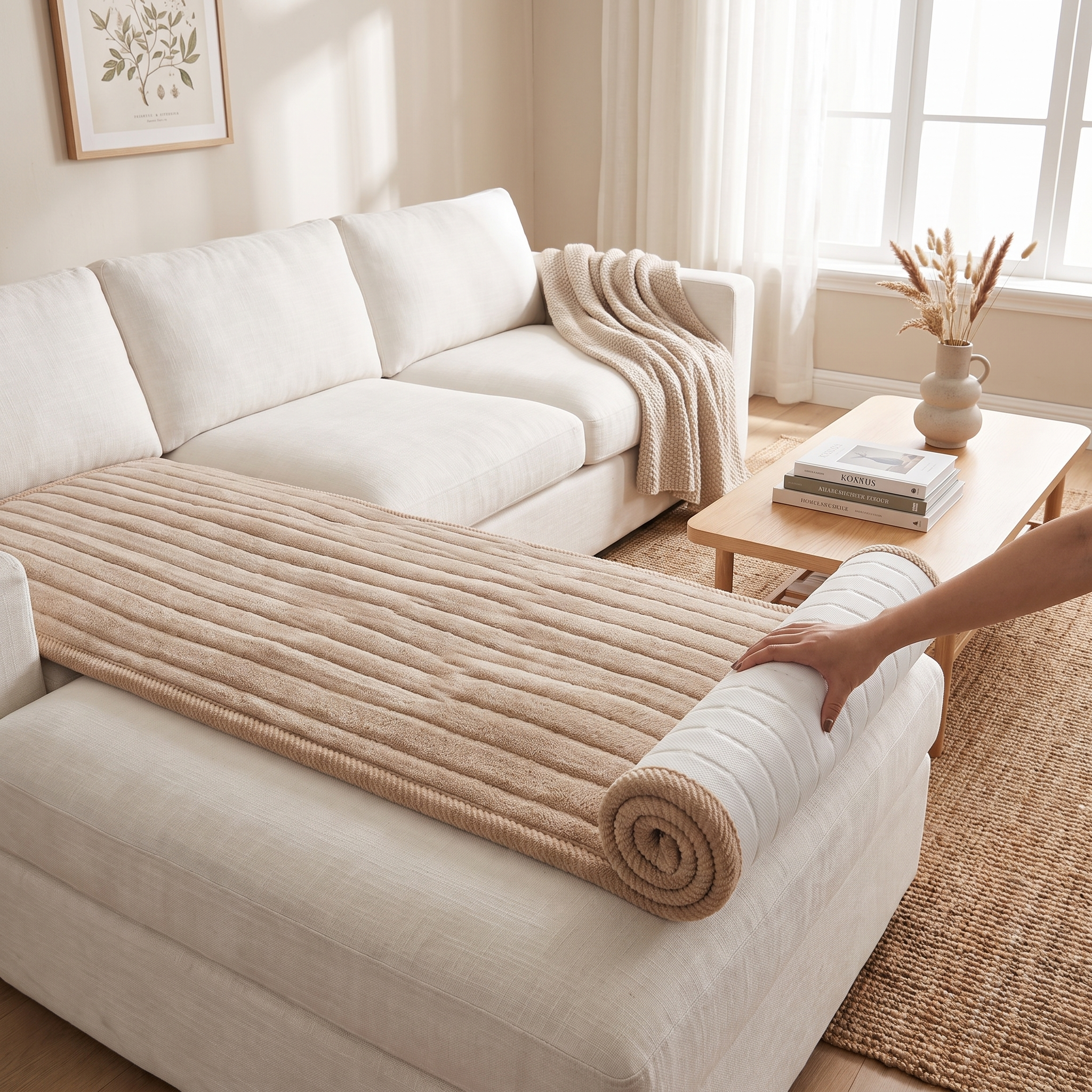 Plush Sofa Cover, Non-Slip Microfiber Couch Protector