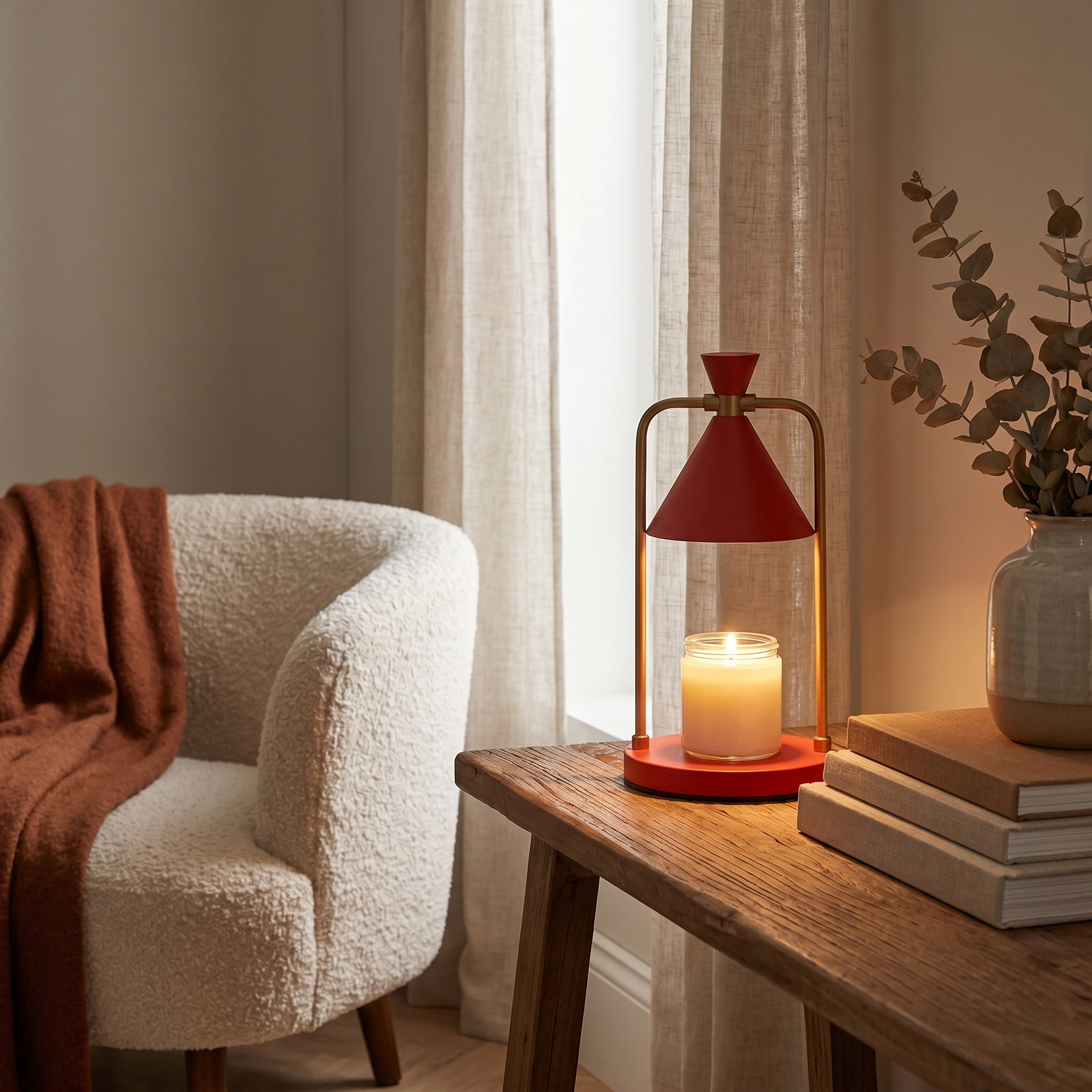 Retro Copper Candle Warmer Lamp, Dimmable LED, Flameless, AC, Wax and Oil