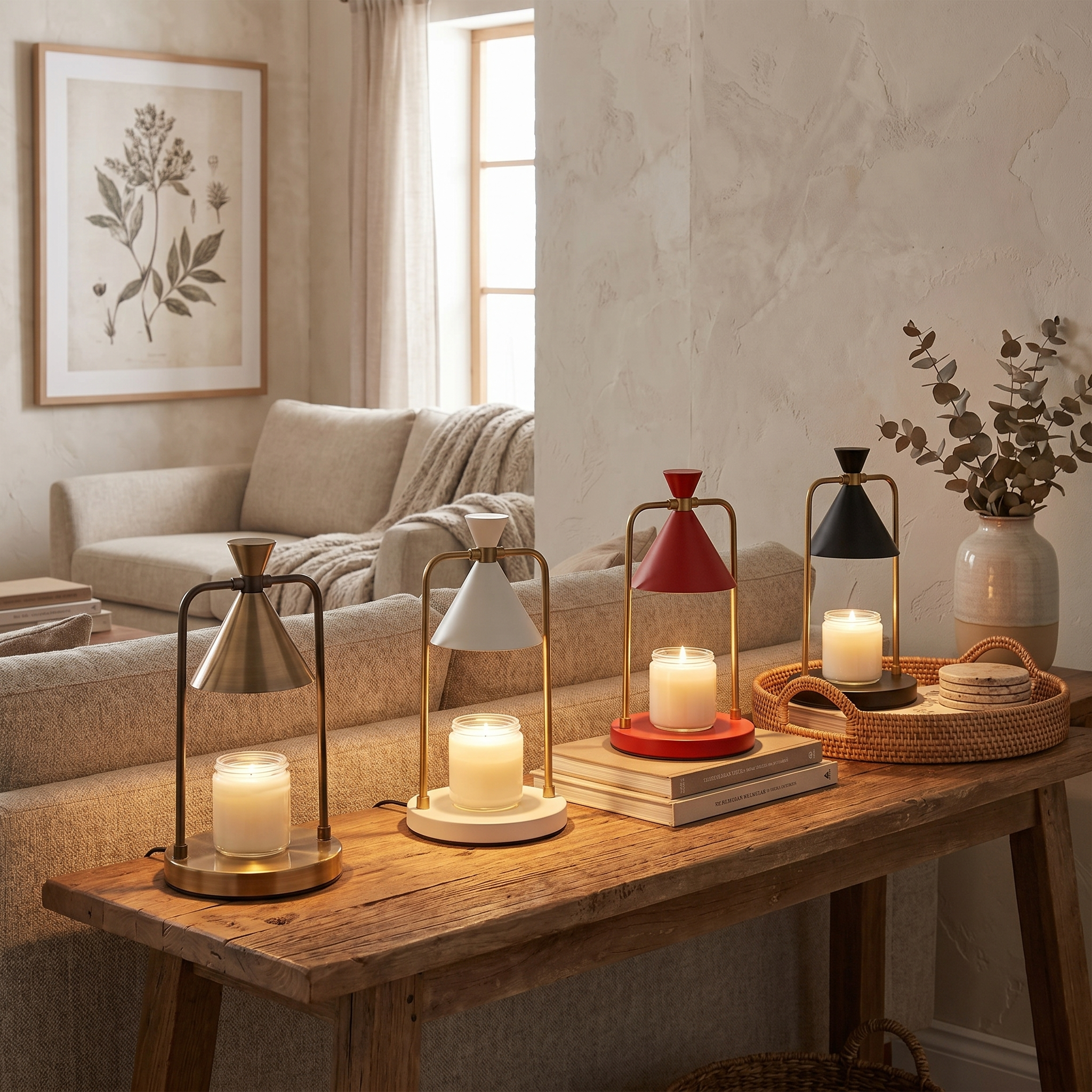 Retro Copper Candle Warmer Lamp, Dimmable LED, Flameless, AC, Wax and Oil