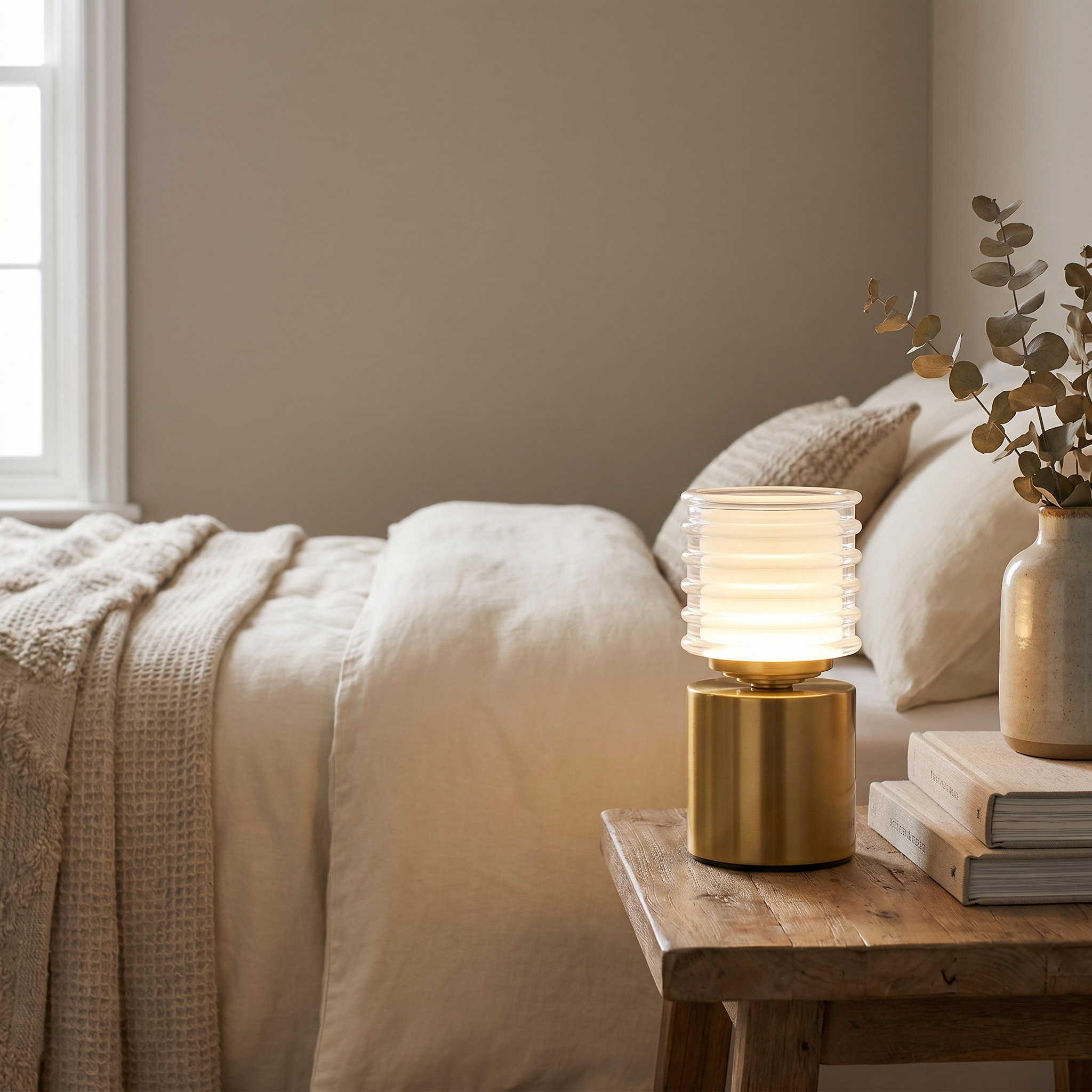 Rechargeable LED Table Lamp, Iron and Acrylic, Touch Dimmer, Three Colors