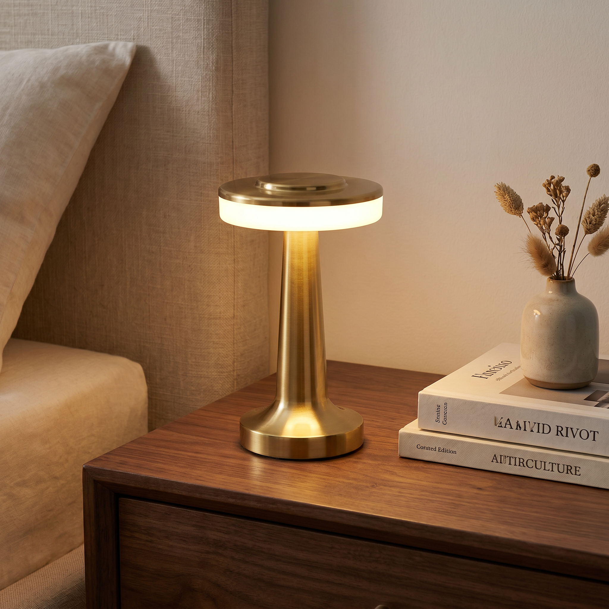 Retro Table Lamp, Dimmable LED, Iron and PC, USB-C Rechargeable