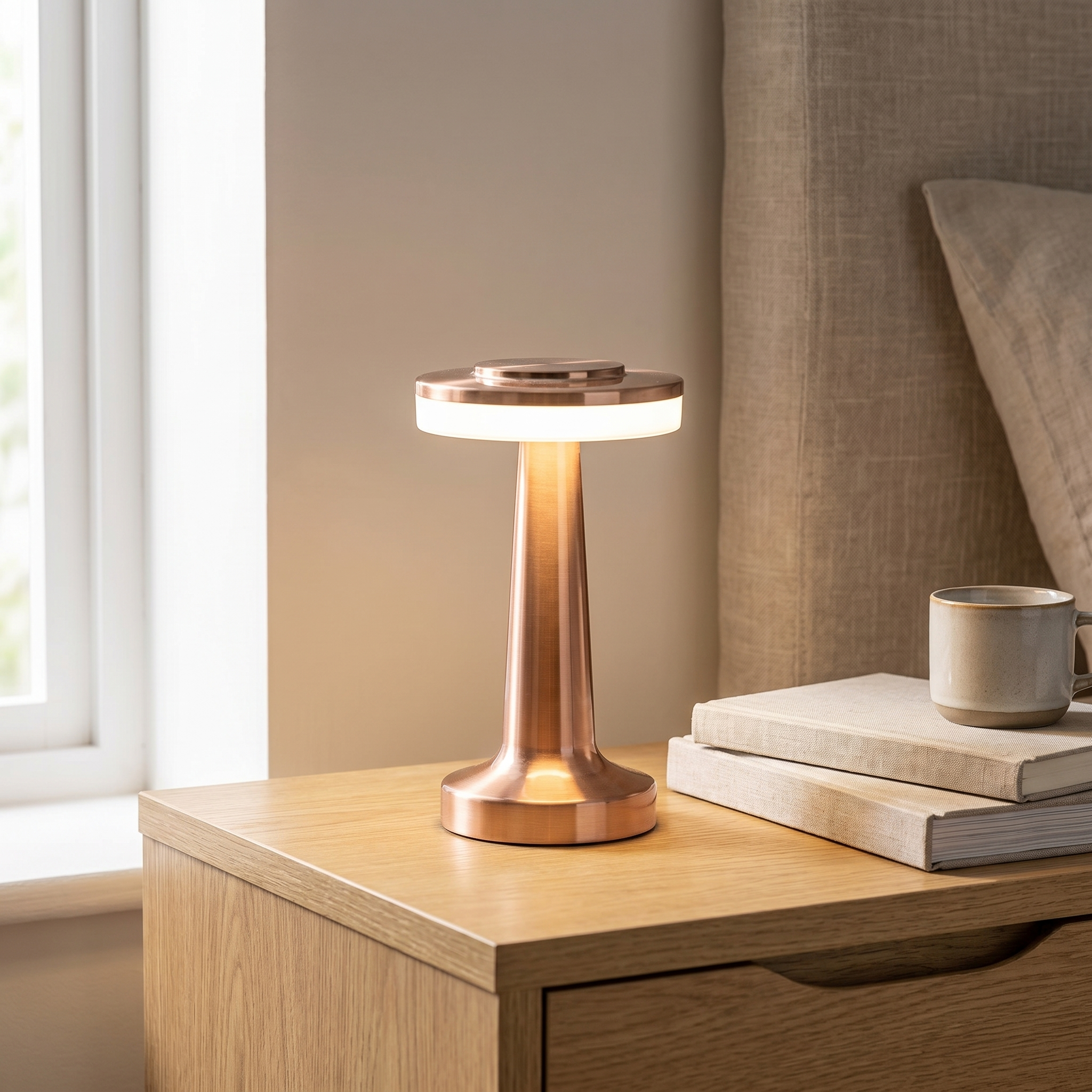 Retro Table Lamp, Dimmable LED, Iron and PC, USB-C Rechargeable