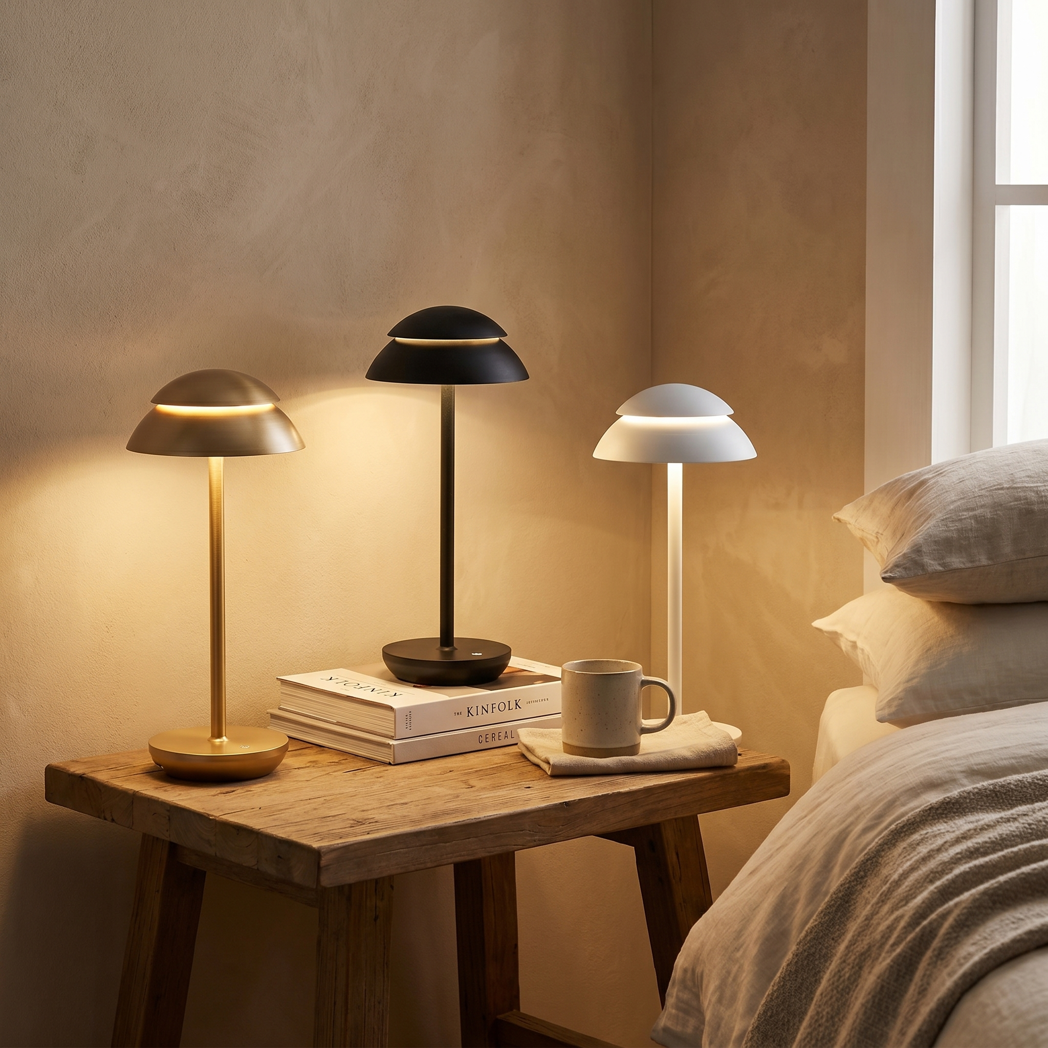 Rechargeable Table Lamp, Touch Dimming, Aluminum, Warm Light, USB-C