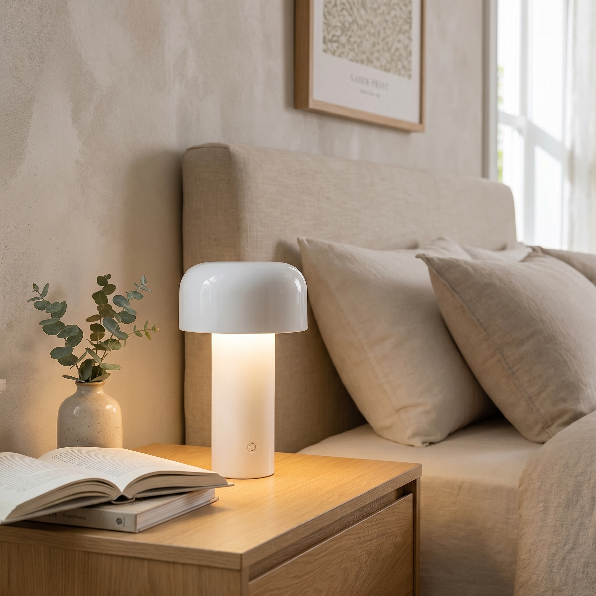 Rechargeable Touch Table Lamp, Metal, Tri-Color, Stepless Dimmer, USB-C