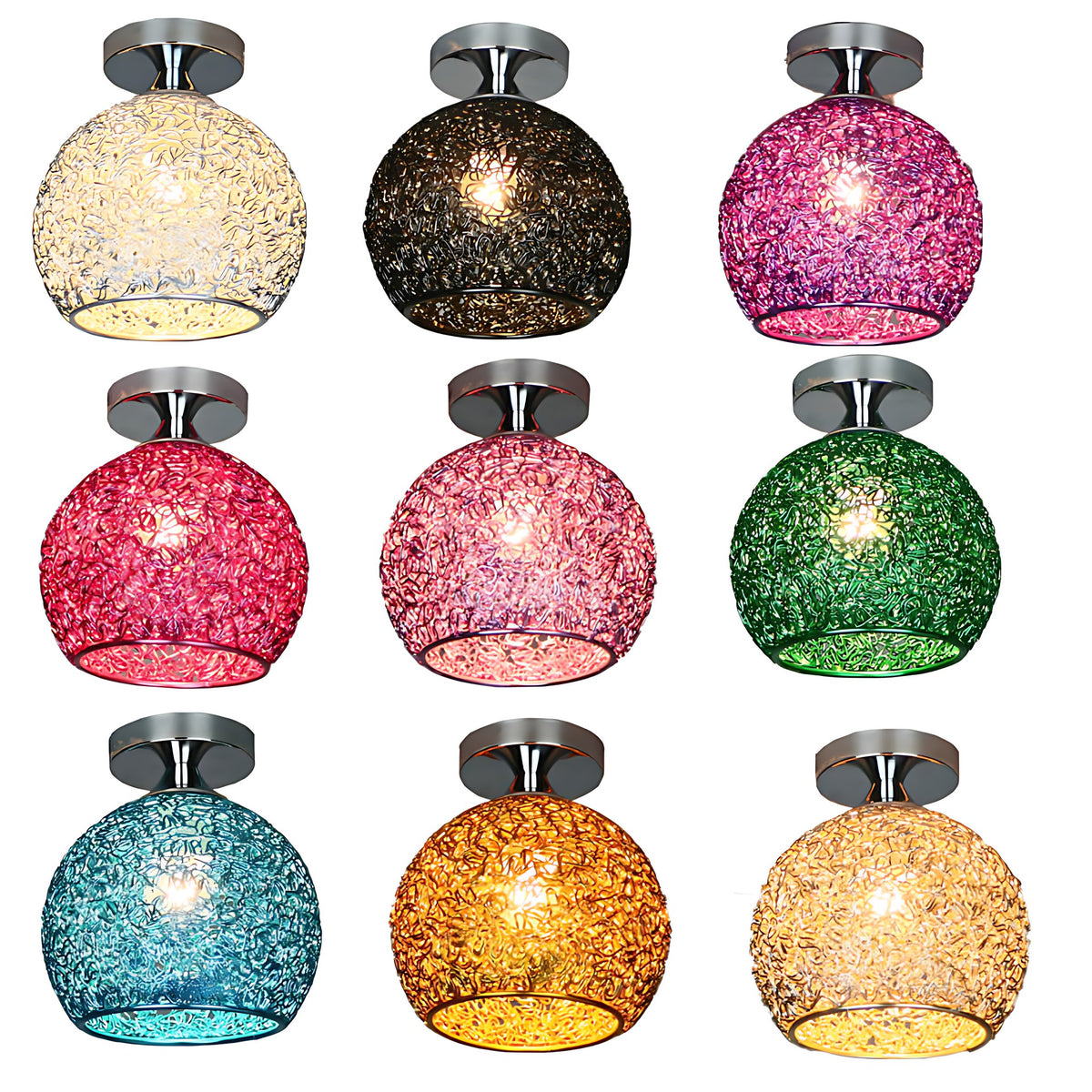 Saara wire dome ceiling light in nine colors side by side