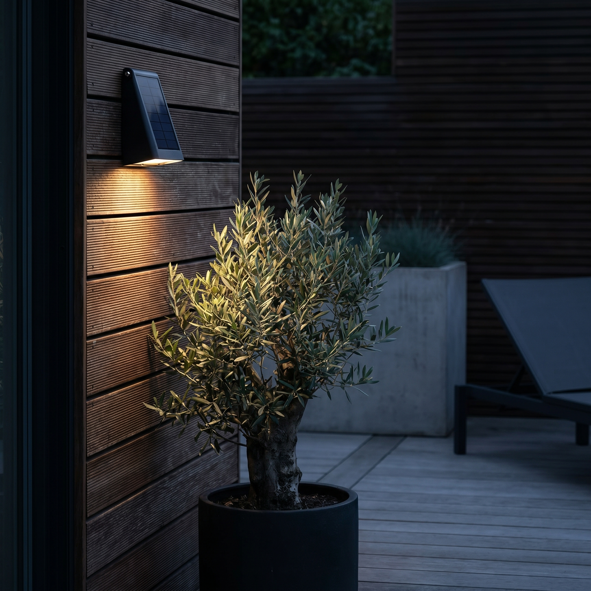 Solar Downlight Wall Sconce, Black ABS, IP65, 90° Adjustable Panel, Set of 2