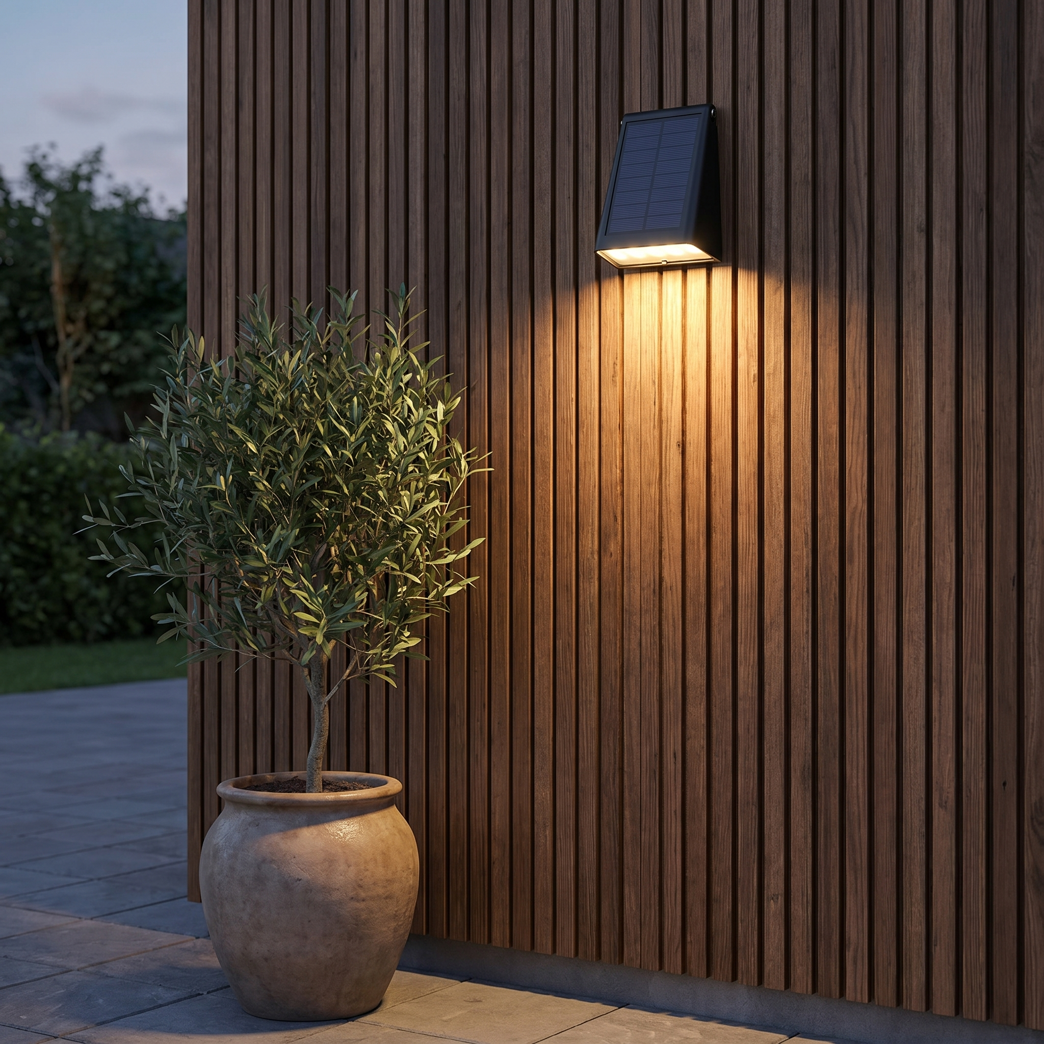 Solar Downlight Wall Sconce, Black ABS, IP65, 90° Adjustable Panel, Set of 2