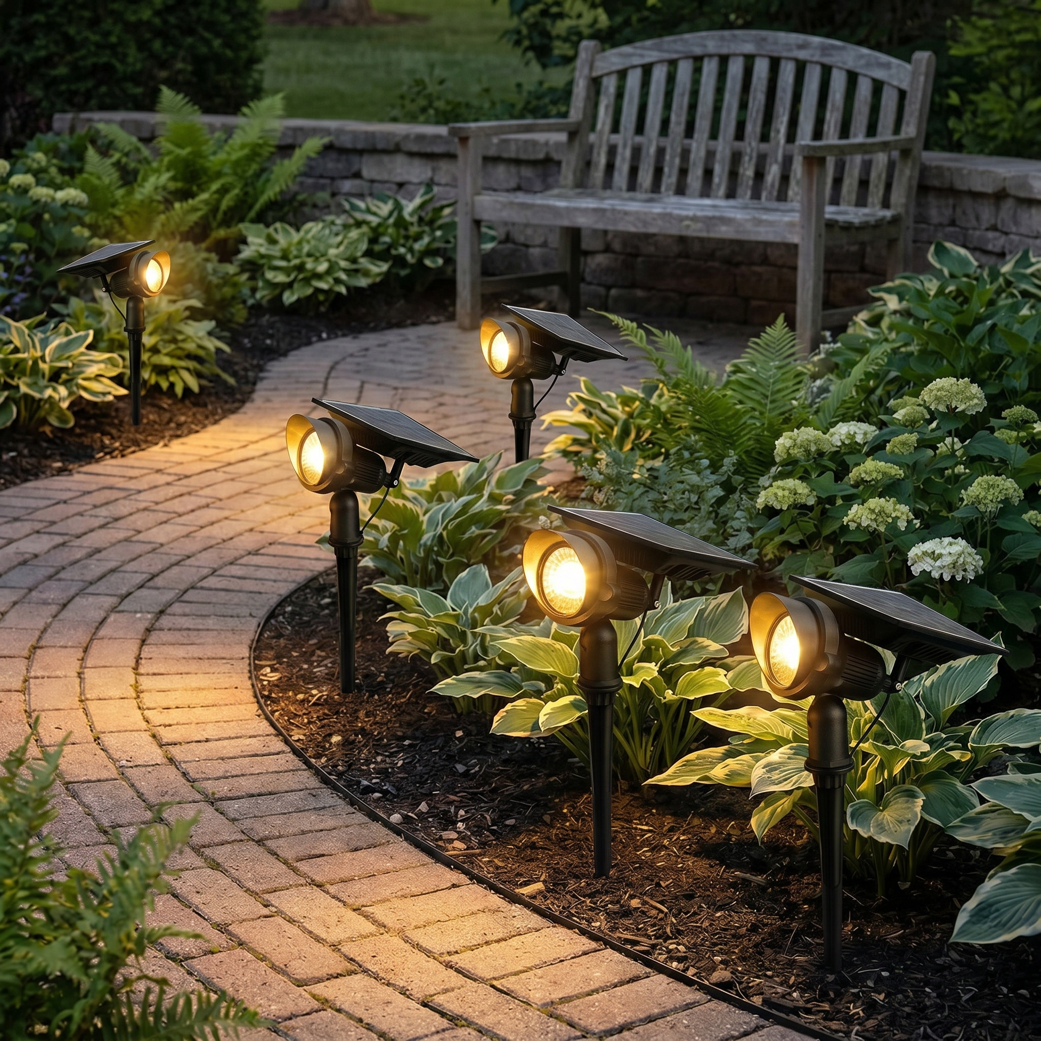 Solar Lawn Spotlight, Adjustable Head, Aluminum and Glass, IP54, RGB