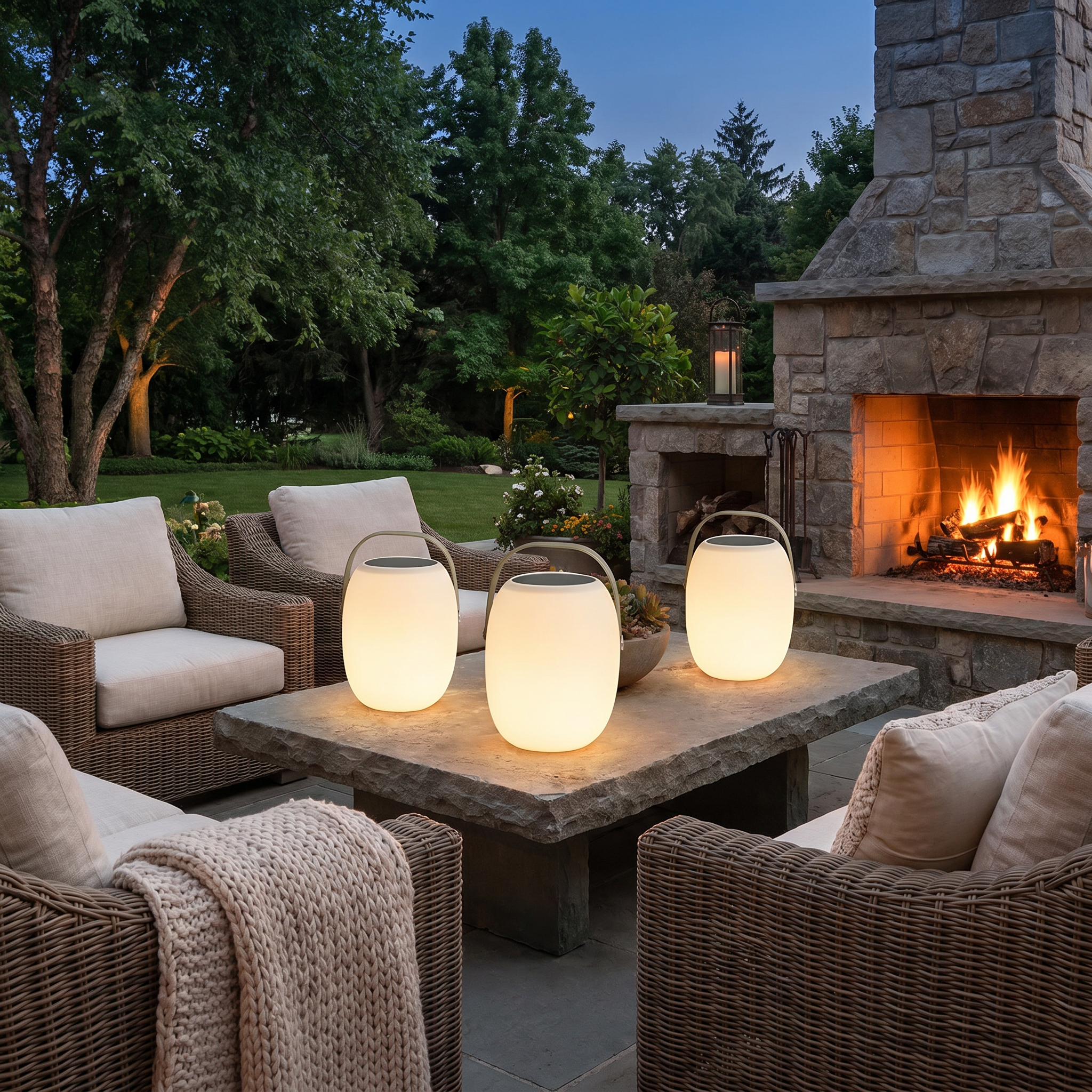 Solar Floor Lantern, PE and Wood Grain, IP65, Warm White, Two Sizes