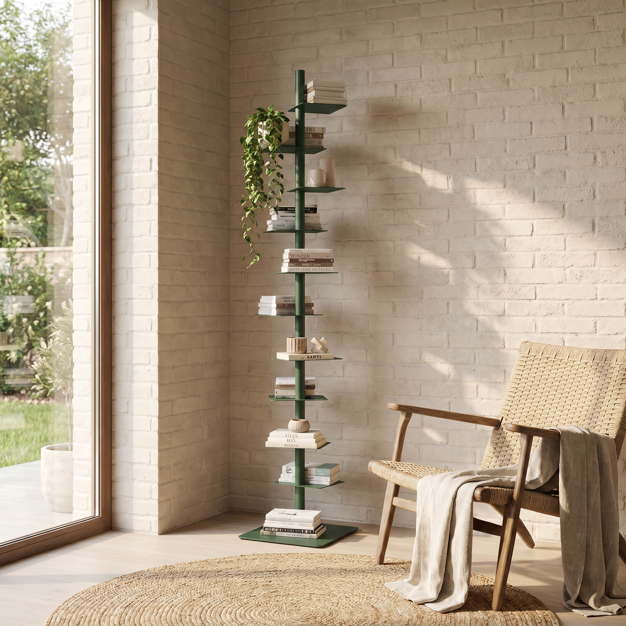Steel Floating Ledge Plant Stand, 8 Shelves, Matte Powder-Coated