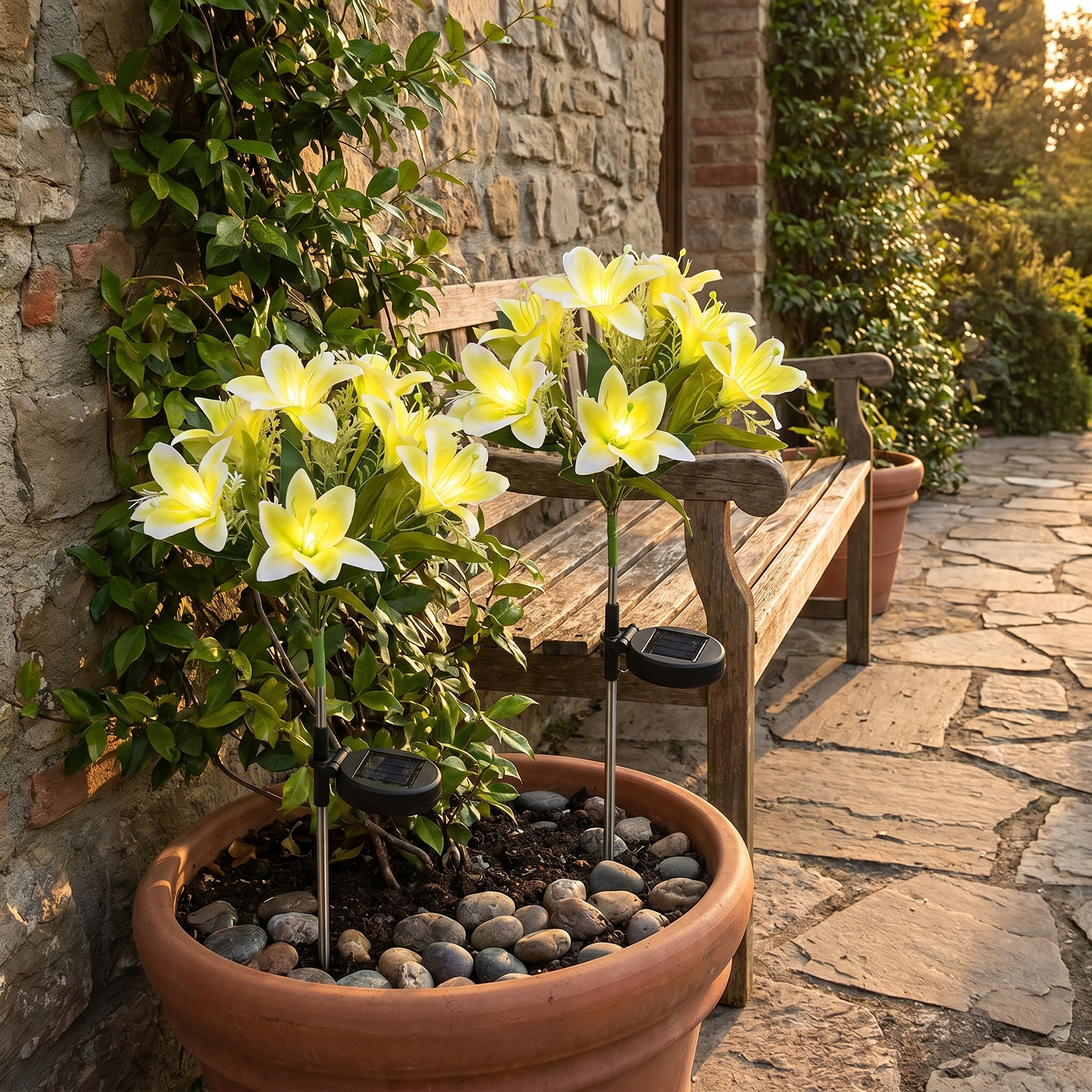 Solar Flower Stake Light, Dusk Sensor, IP44, ABS and Steel, 4 Types