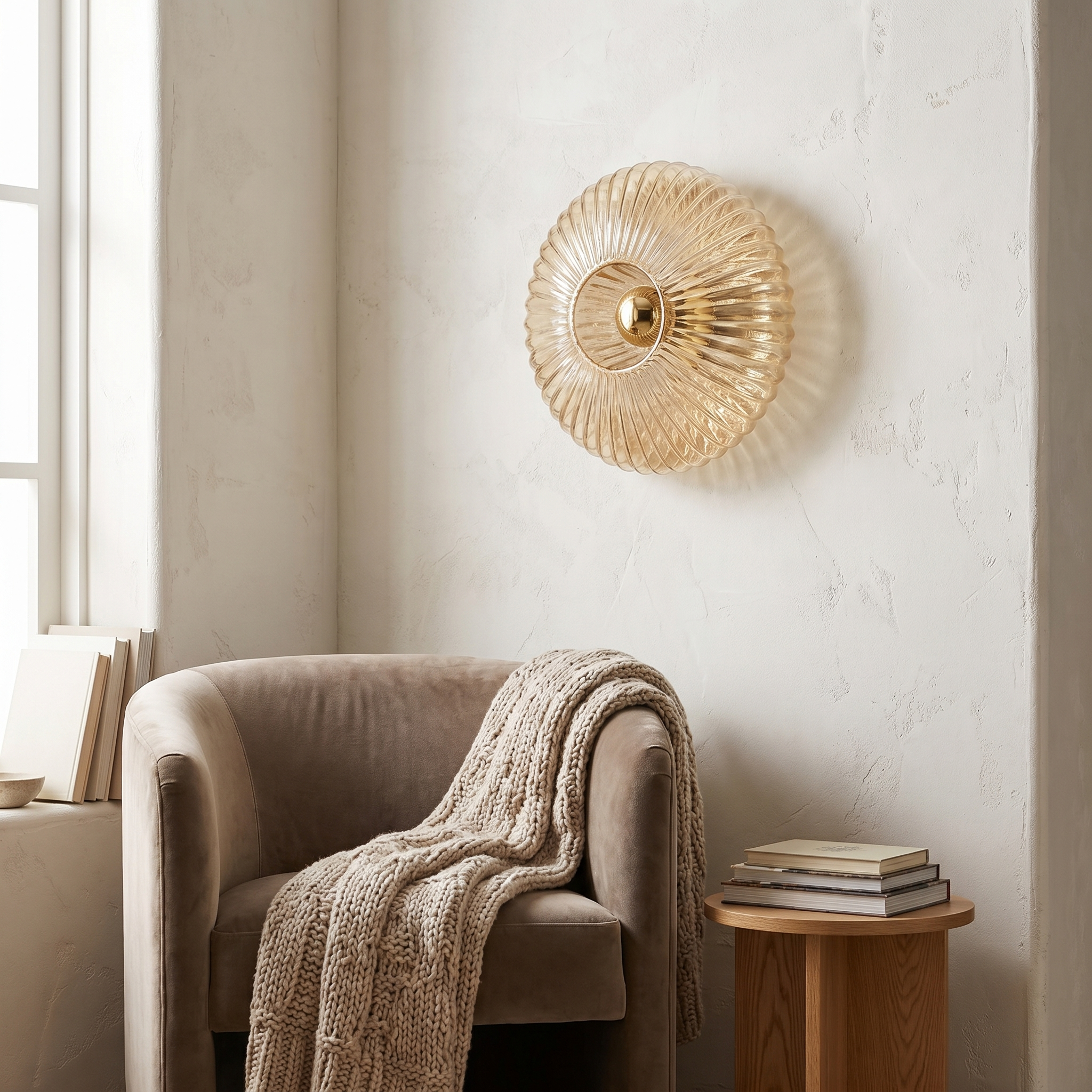 Striped Glass Round Disc Wall Sconce, E26, Three Glass Colors