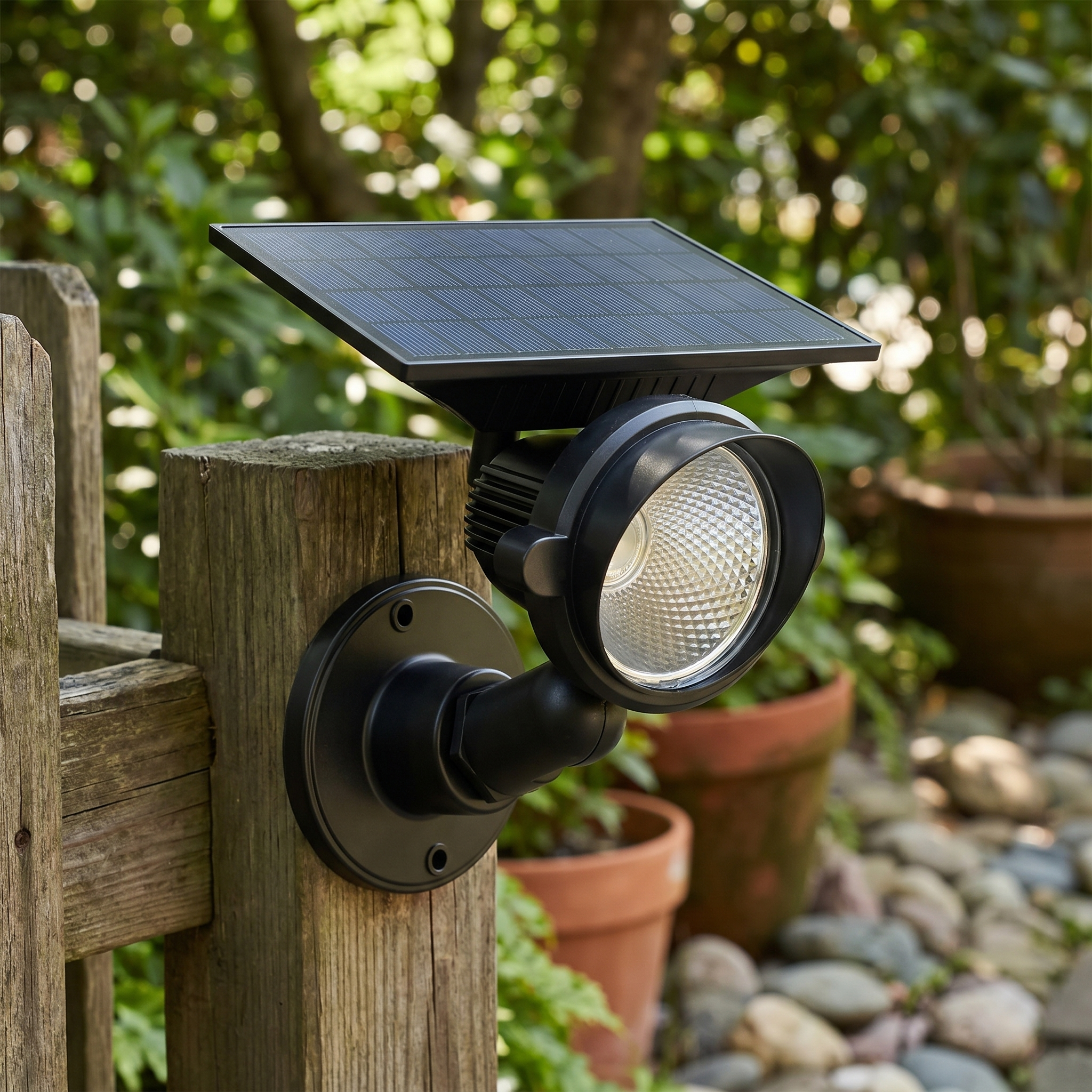 Solar Lawn Spotlight, Adjustable Head, Aluminum and Glass, IP54, RGB