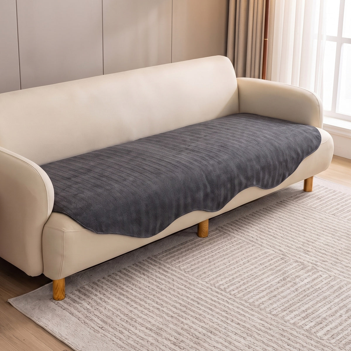 Sofa Seat Cover in Charcoal on a sofa