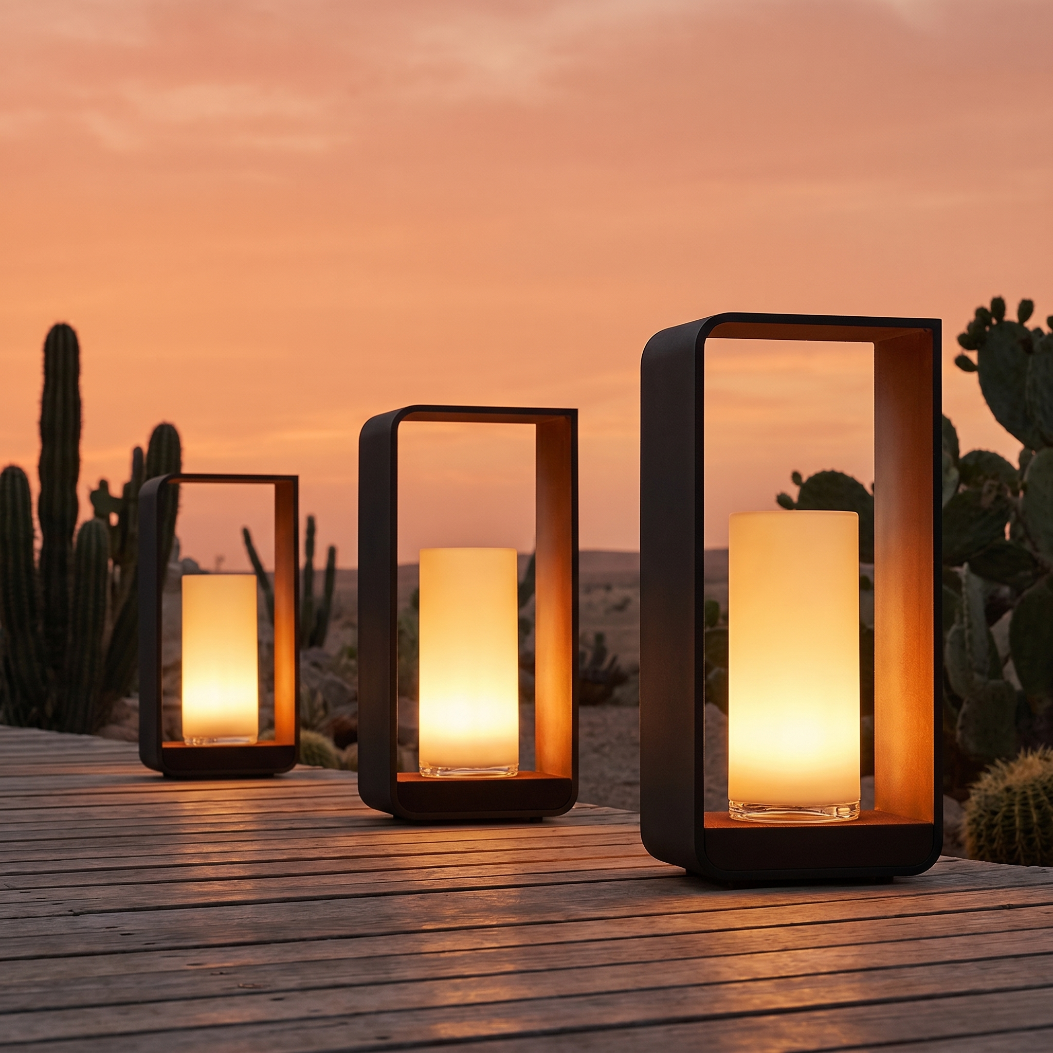 Solar Outdoor LED Lawn Lamp, Die-Cast Aluminum, IP65, Gray, Three Sizes