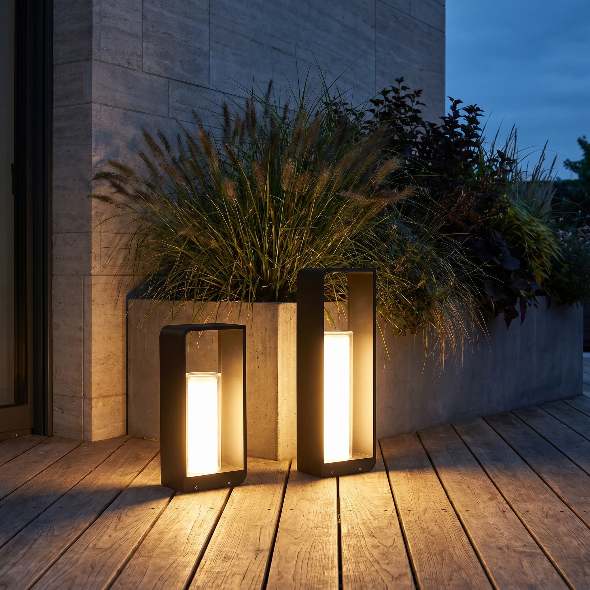 Solar Outdoor LED Lawn Lamp, Die-Cast Aluminum, IP65, Gray, Three Sizes