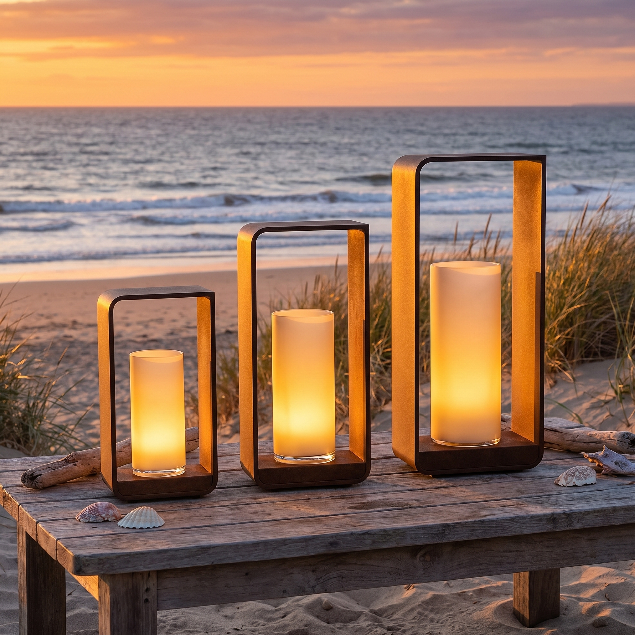 Solar Outdoor LED Lawn Lamp, Die-Cast Aluminum, IP65, Gray, Three Sizes