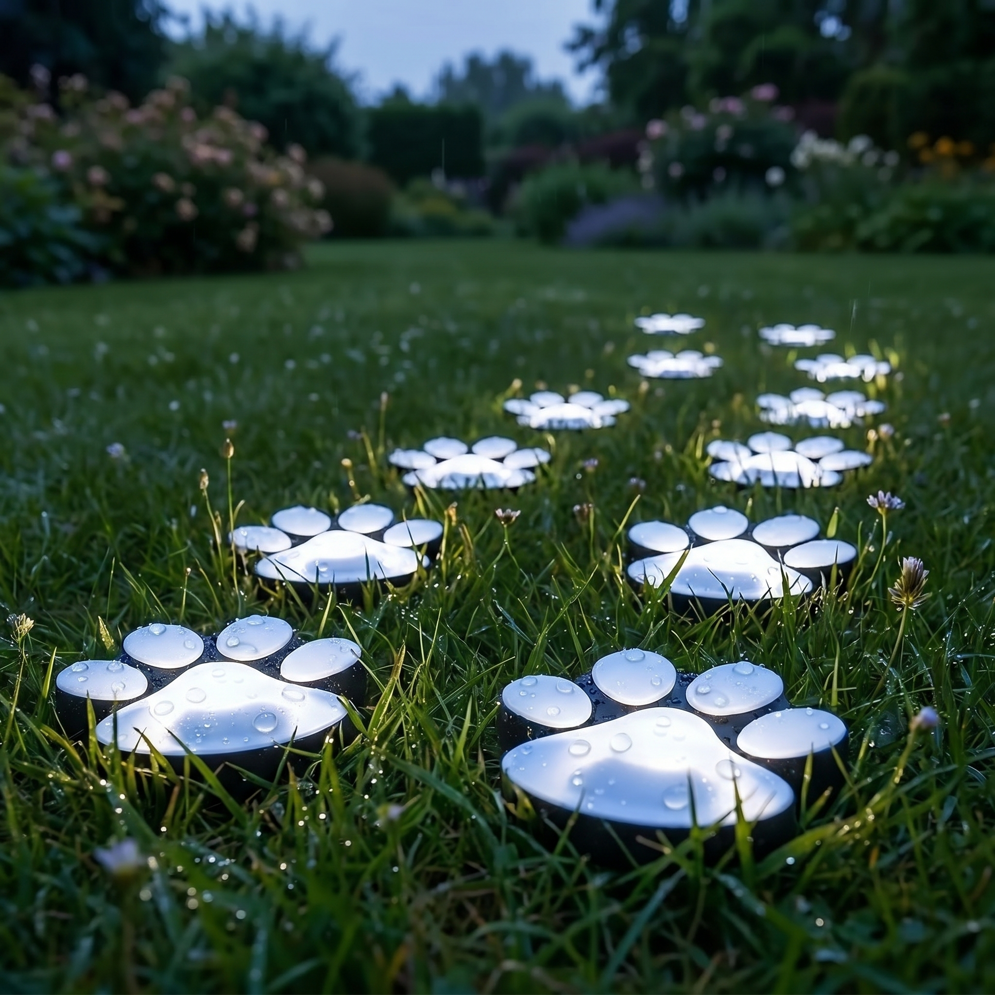 Solar Paw Print Light, 4-Pack, IP44 Waterproof, ABS and PS