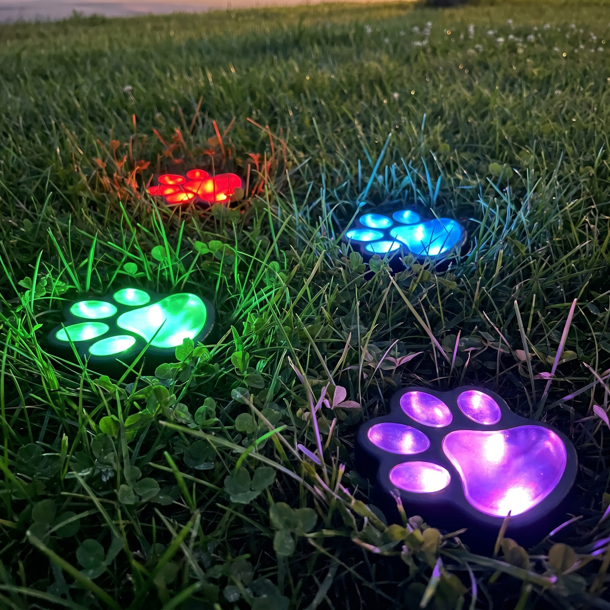 Solar Paw Print Light, 4-Pack, IP44 Waterproof, ABS and PS
