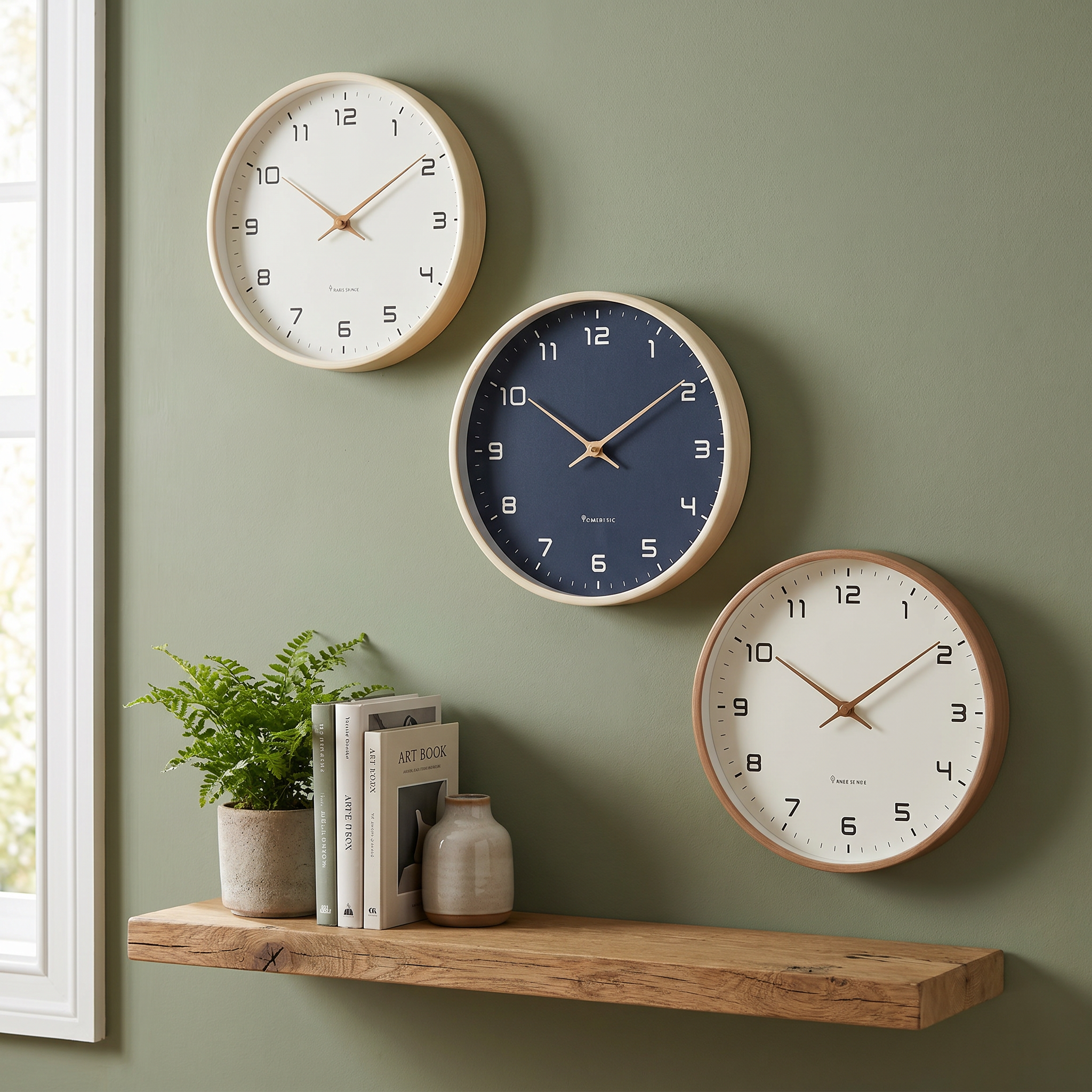 Silent Quartz Wall Clock, Plastic, 25x25cm or 30x30cm, Three Colors