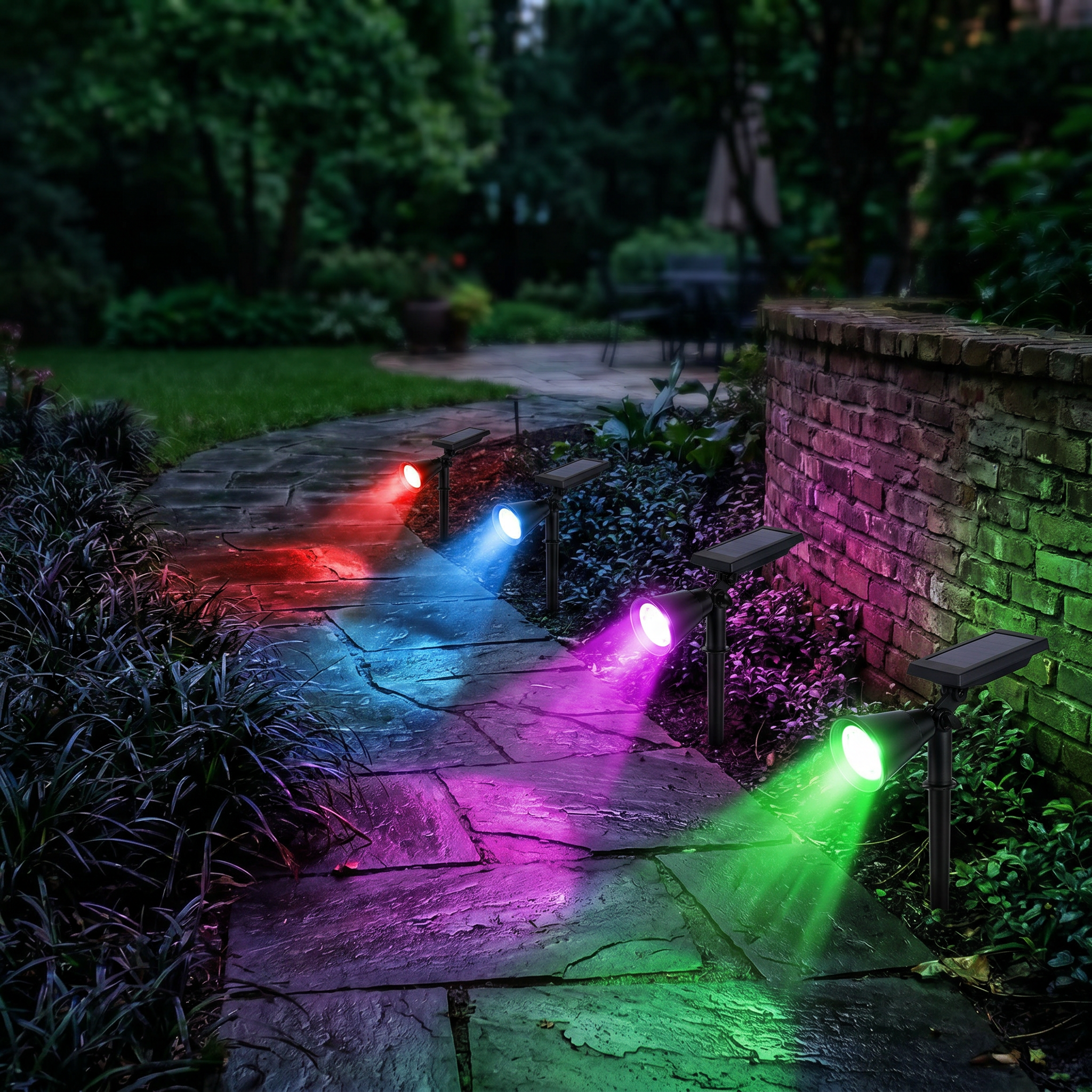 Solar Spotlight, ABS and Acrylic, IP65, Warm White or RGB, Remote Control