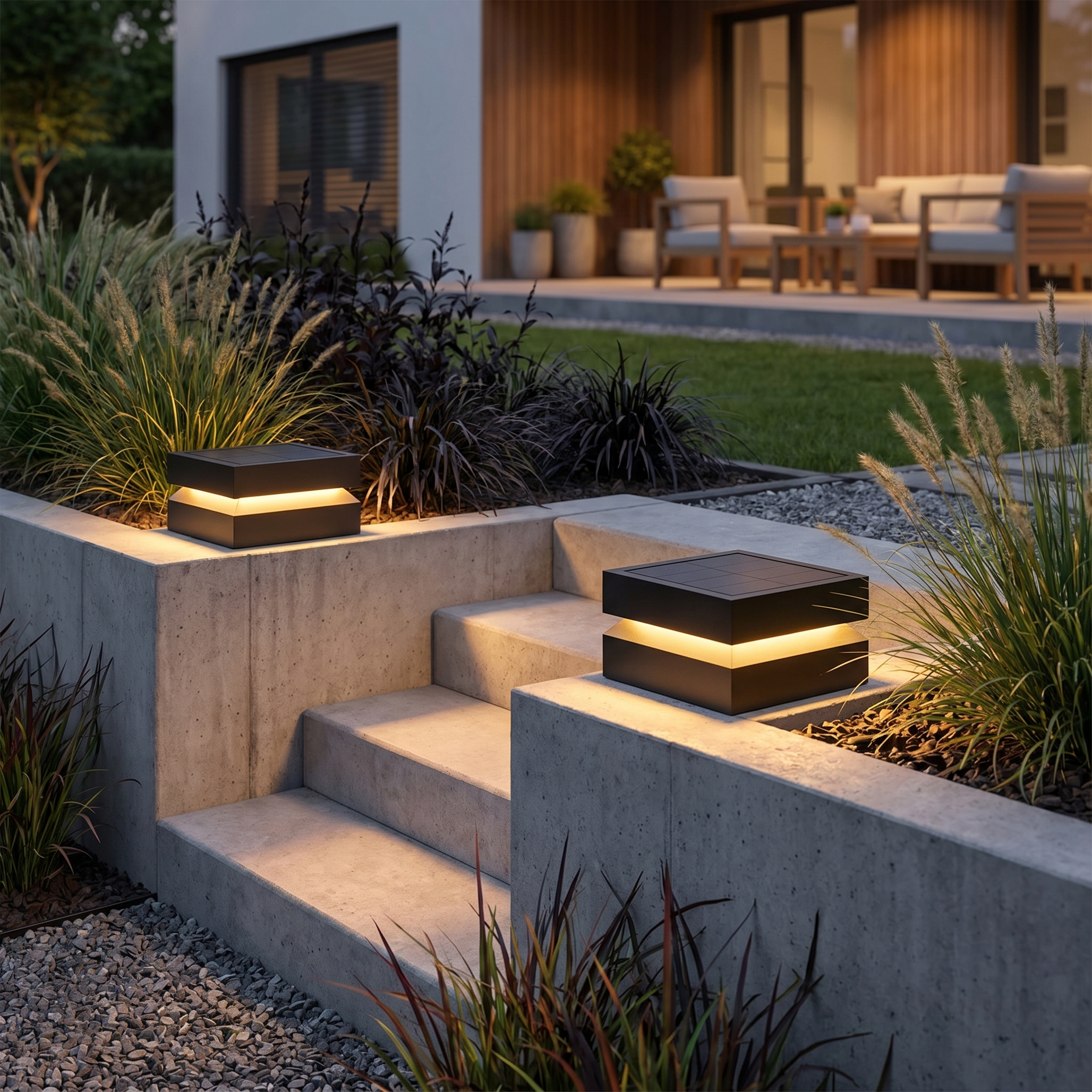 Square Solar Deck Pillar Light, Stainless Steel, IP65, 3 Sizes