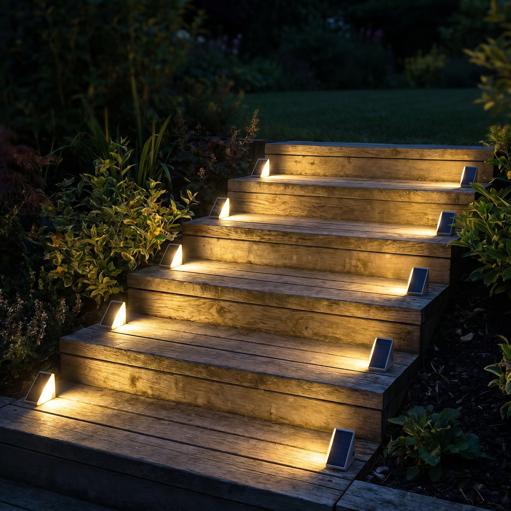 Solar Stair Lights, IP65 Weatherproof, Warm White LED, Pack of 4