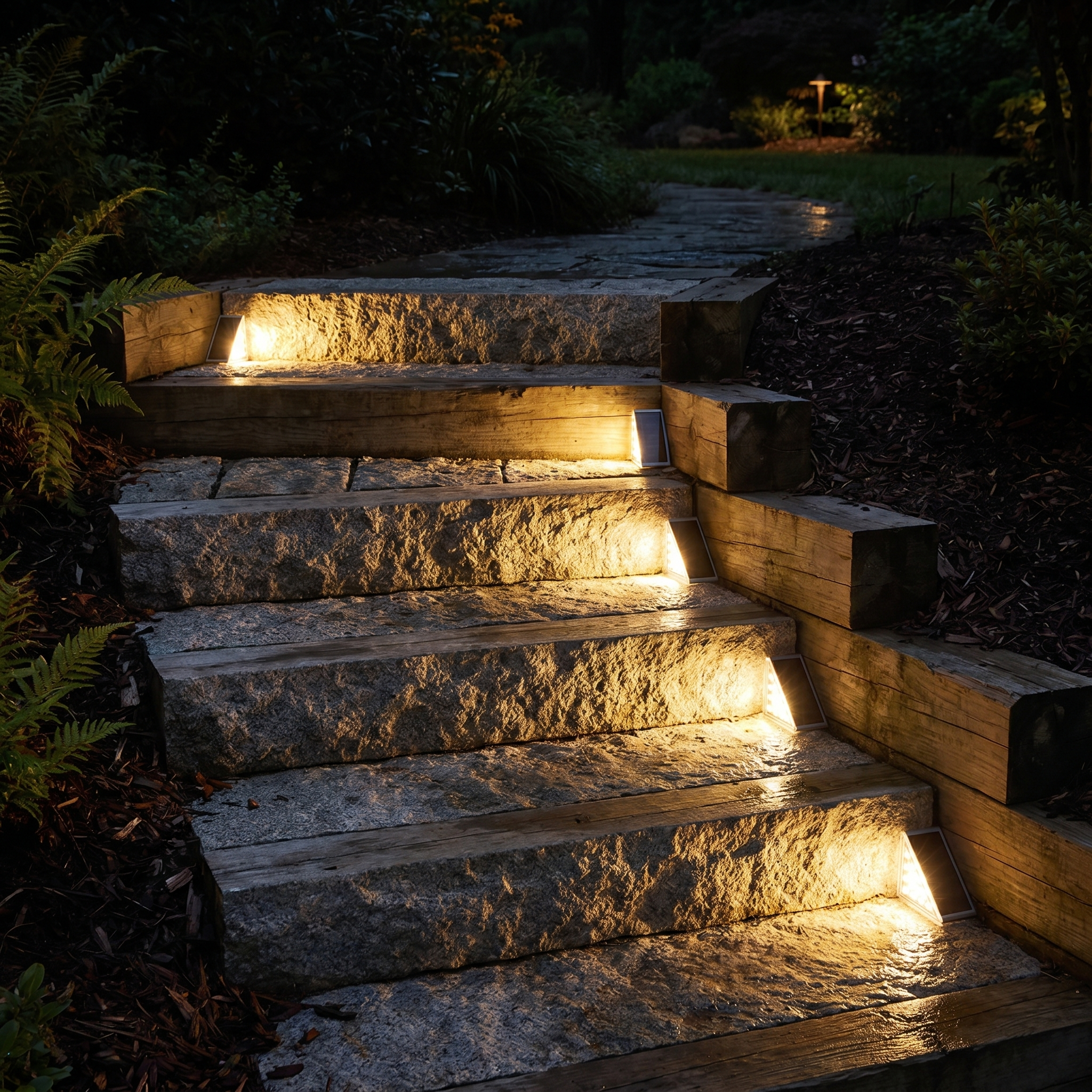 Solar Stair Lights, IP65 Weatherproof, Warm White LED, Pack of 4