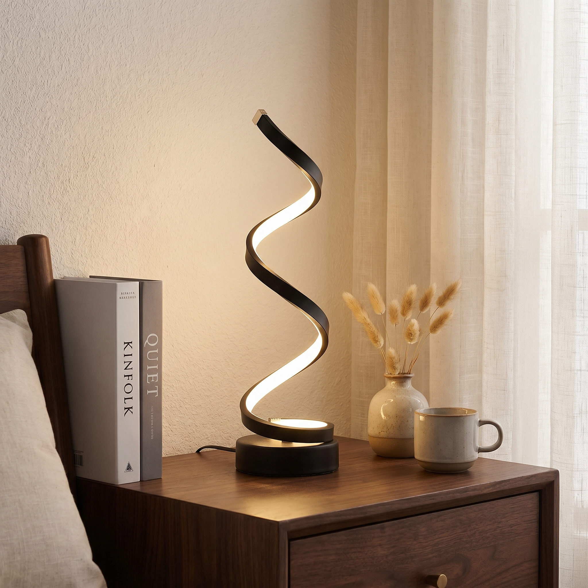 Spiral Table Lamp, Dimmable, Iron and Silicone, Three Color Temps
