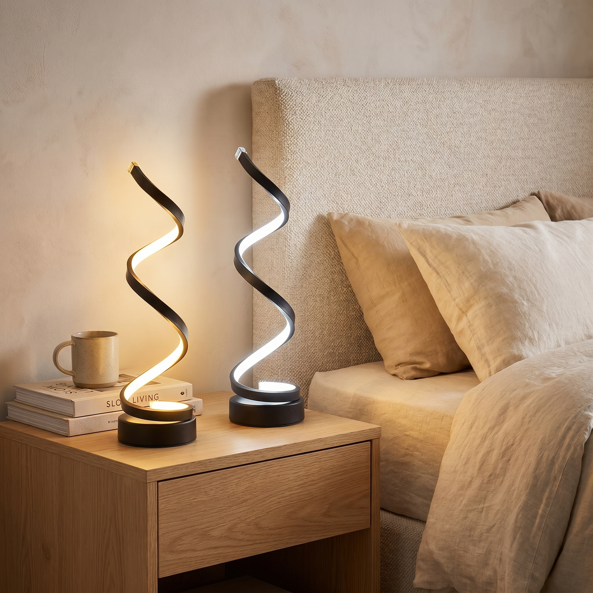 Spiral Table Lamp, Dimmable, Iron and Silicone, Three Color Temps