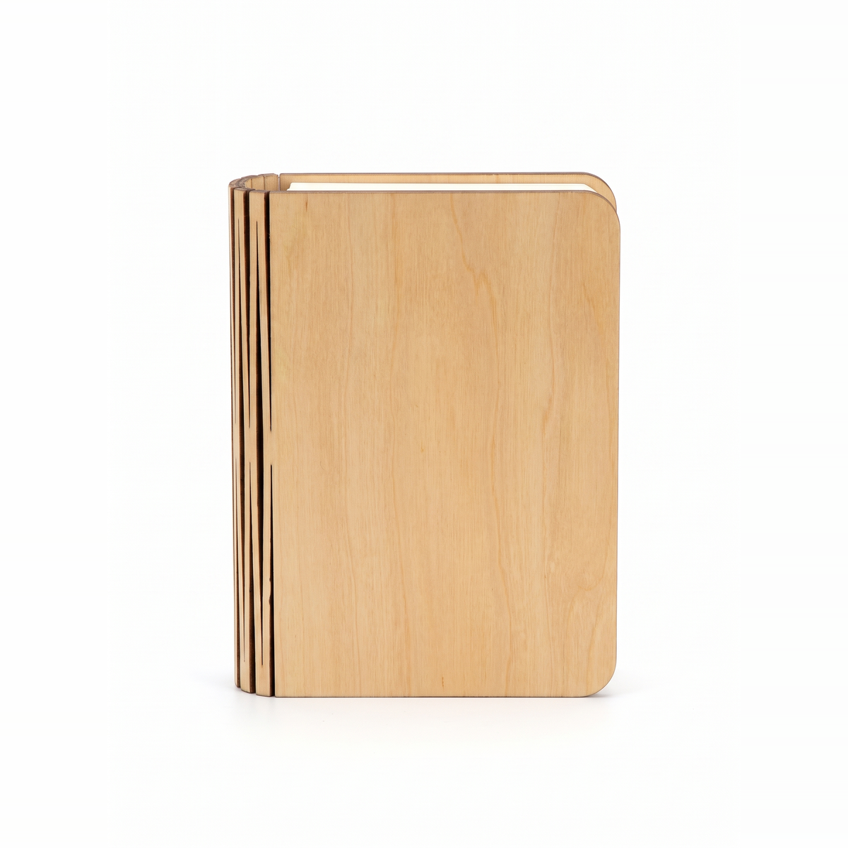 Sula book lamp closed, light wood cover, on white