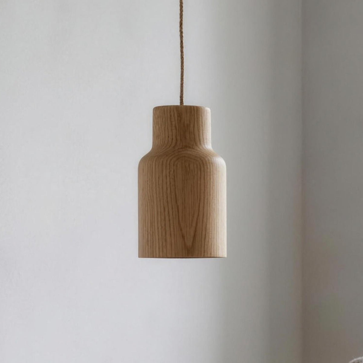 Svea wood pendant light, bottle shade, single pendant