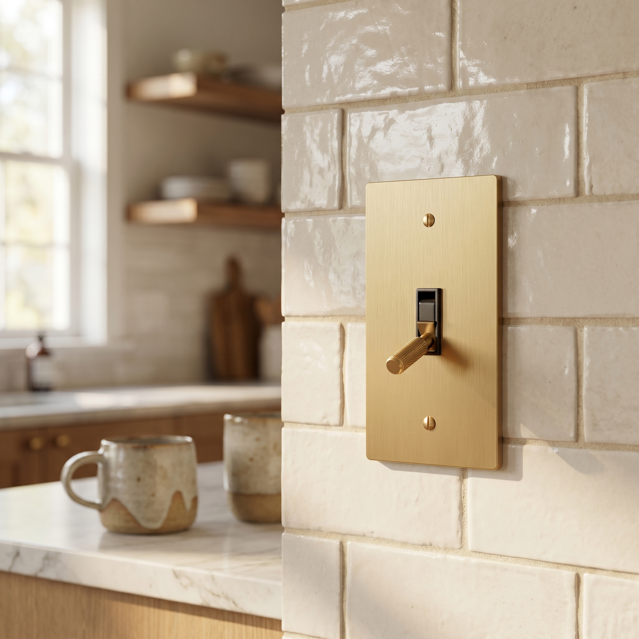 Solid Brass Toggle Light Switch, 1 Gang
