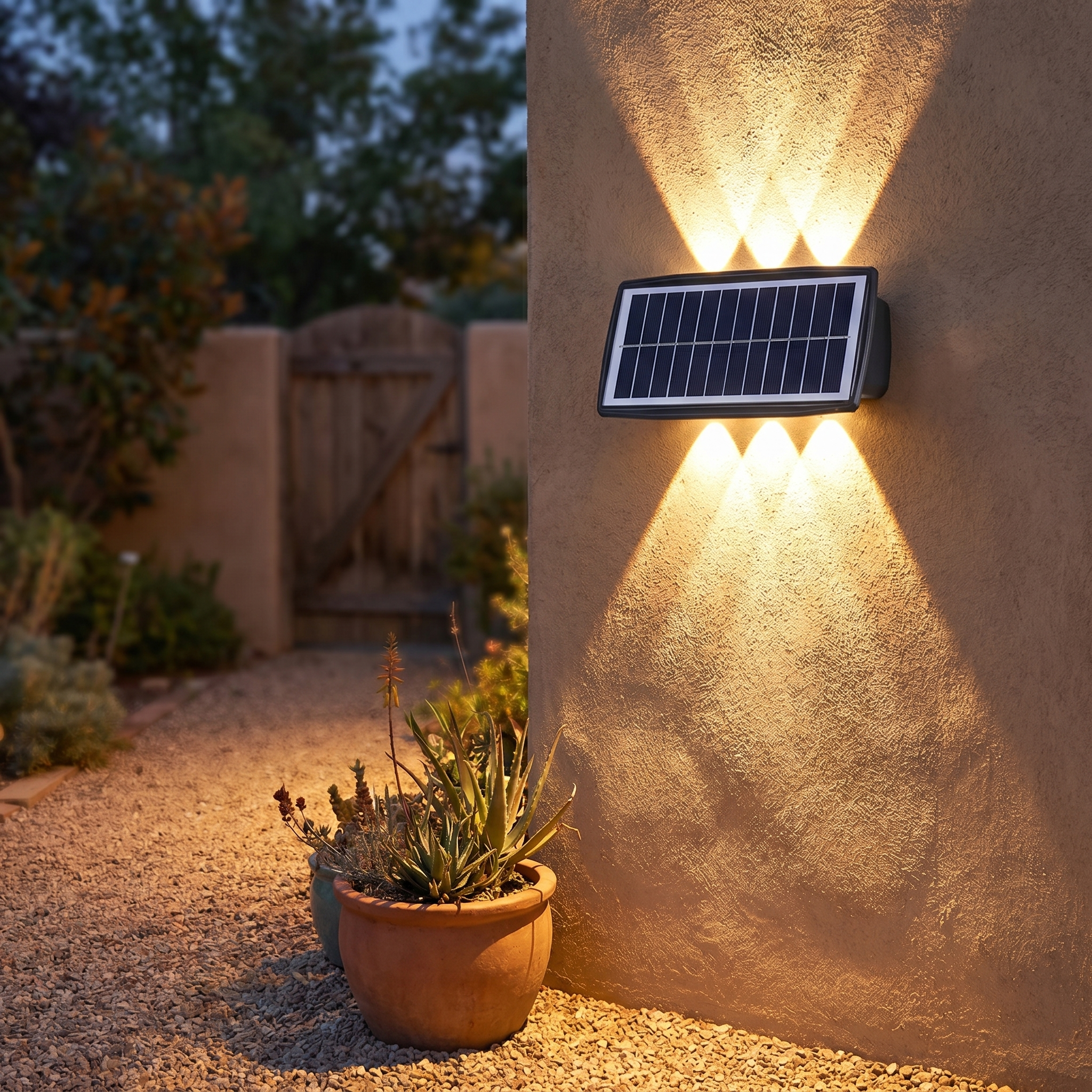 Solar Wall Sconce, Dual Mode LED, IP65 Waterproof, ABS and PVC, Set of 2