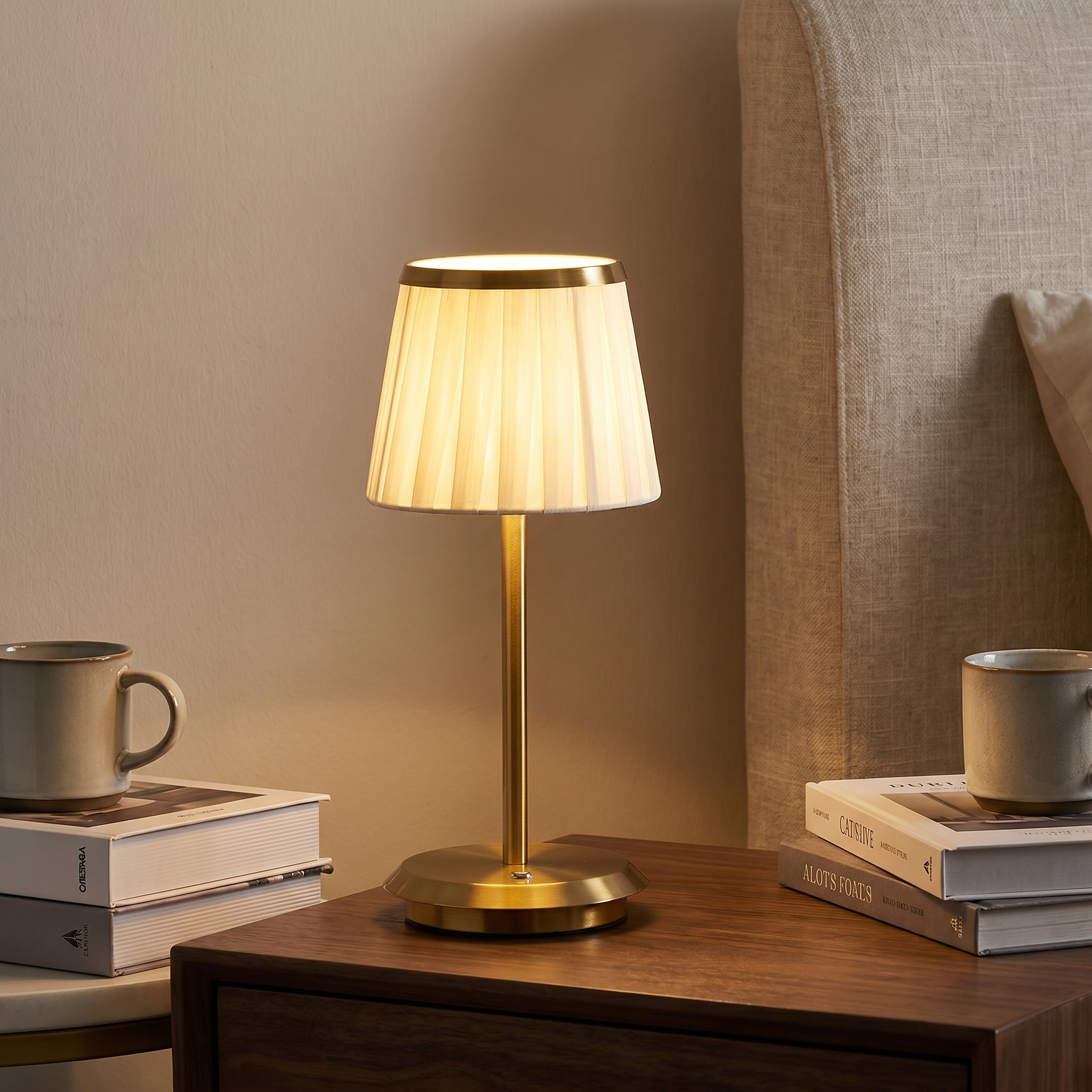 Table Lamp, Touch Control, Iron and Fabric, Three Colour Temps, USB-C