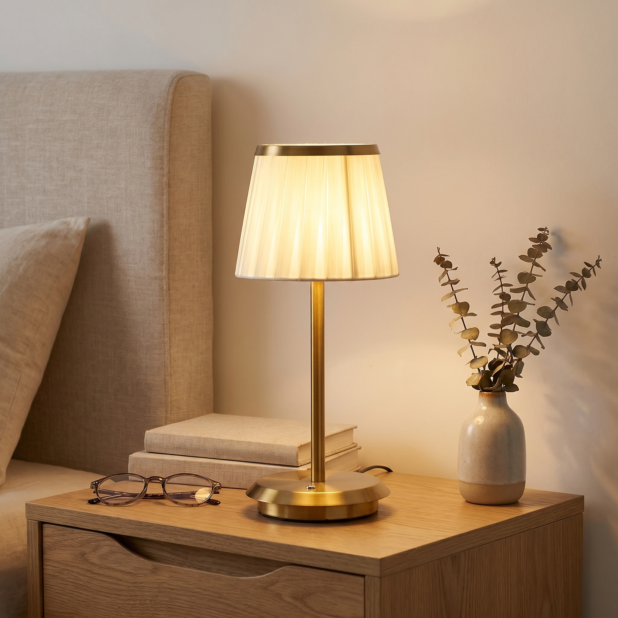 Table Lamp, Touch Control, Iron and Fabric, Three Colour Temps, USB-C