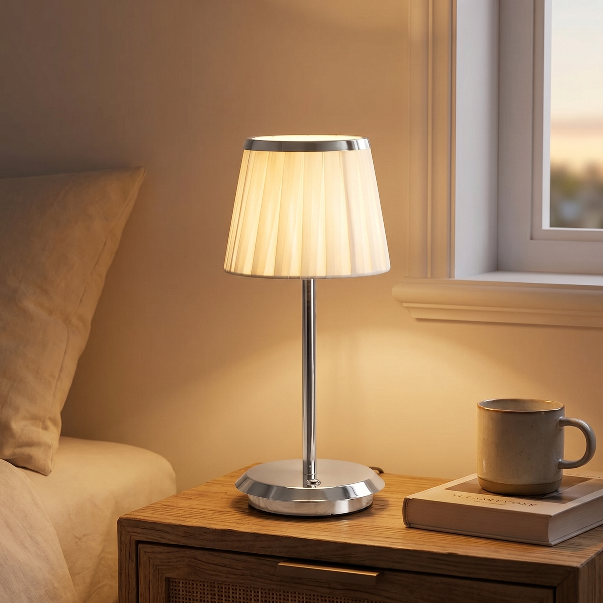 Table Lamp, Touch Control, Iron and Fabric, Three Colour Temps, USB-C