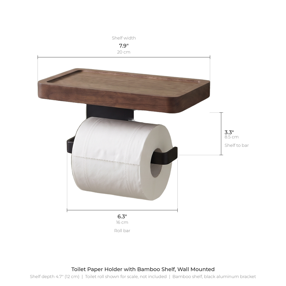 Toilet paper holder dimensions diagram with measurements