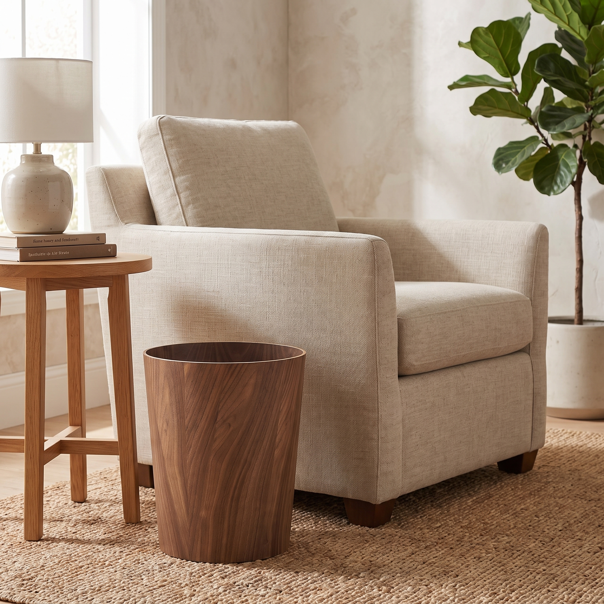 Timber-Style Waste Bin, Wood Grain, Natural or Walnut