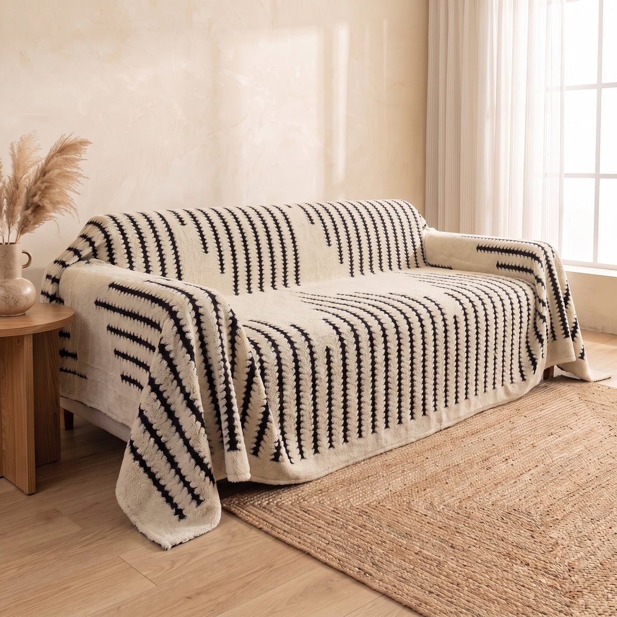 Sofa Cover in Ivory on a sofa