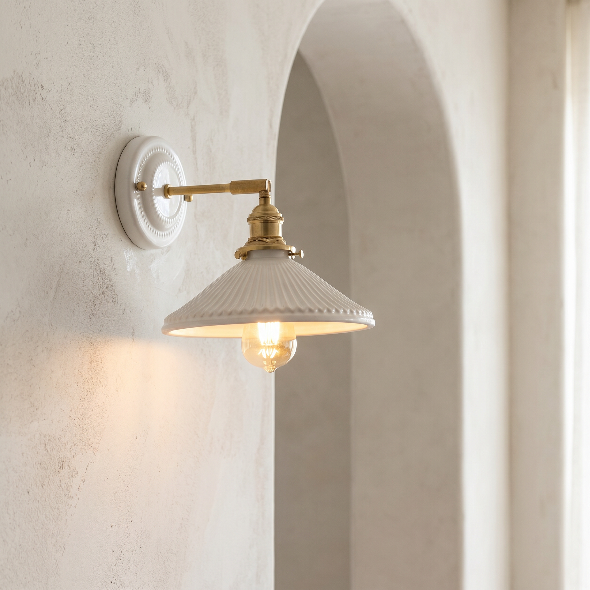 Vintage Ceramic Brass Wall Sconce, E26, 11 Designs, 100-240V