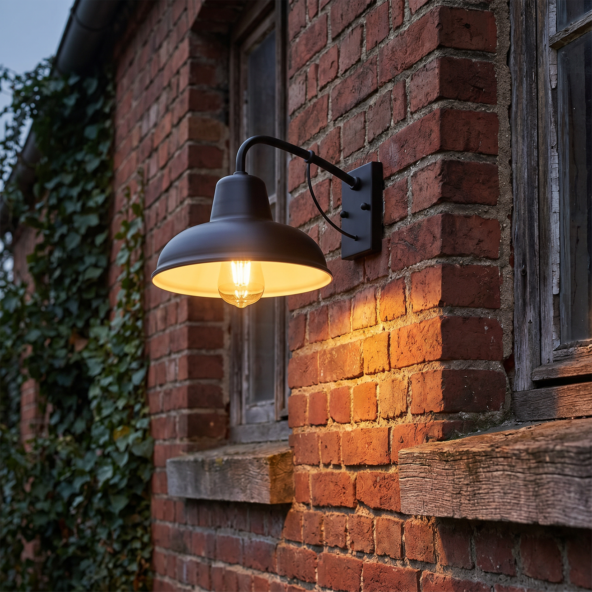 Vintage Iron Barn Outdoor Wall Sconce, E26, Black or Silver Black