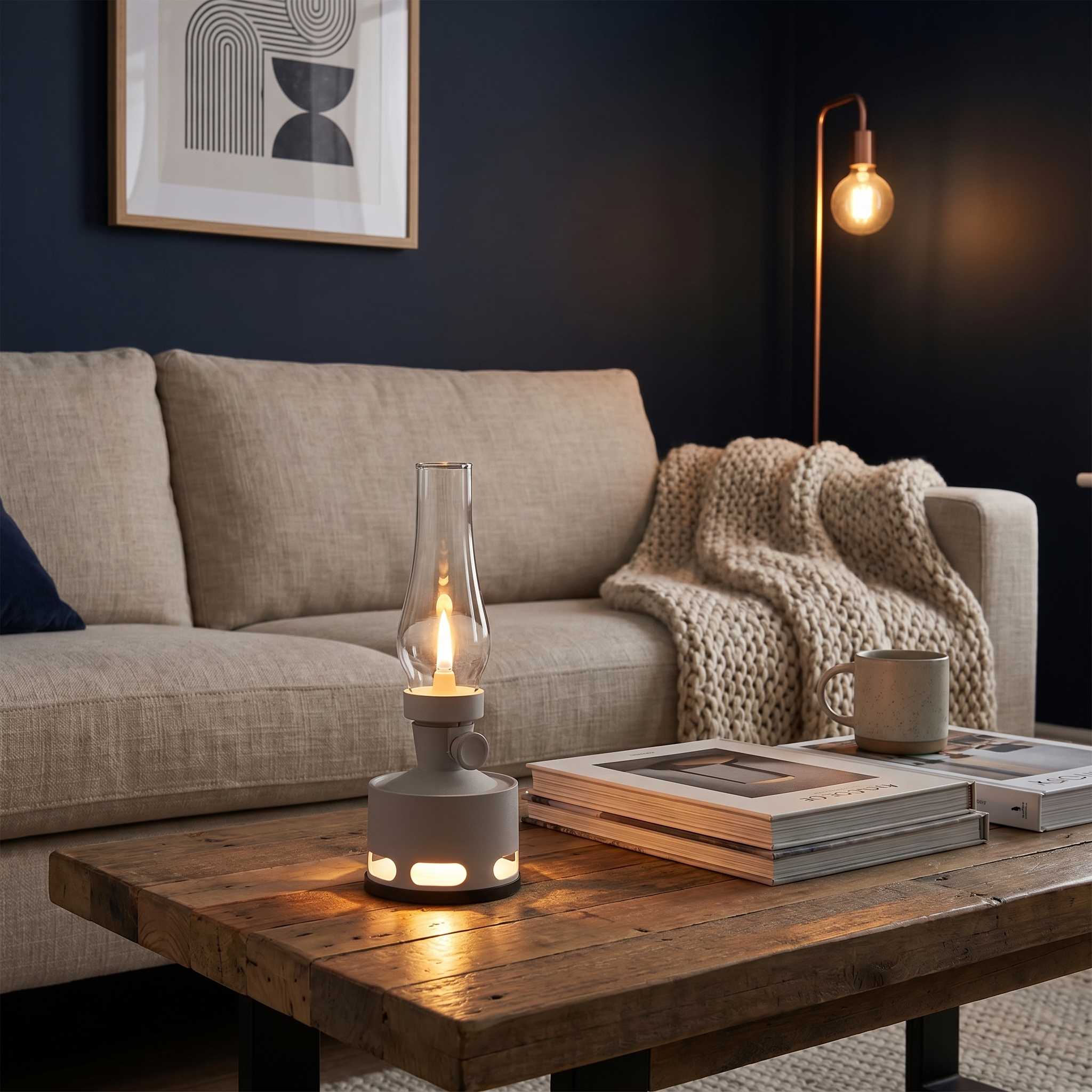 Vintage LED Lantern, 10-Level Dimming, Aluminium and Glass, USB-C