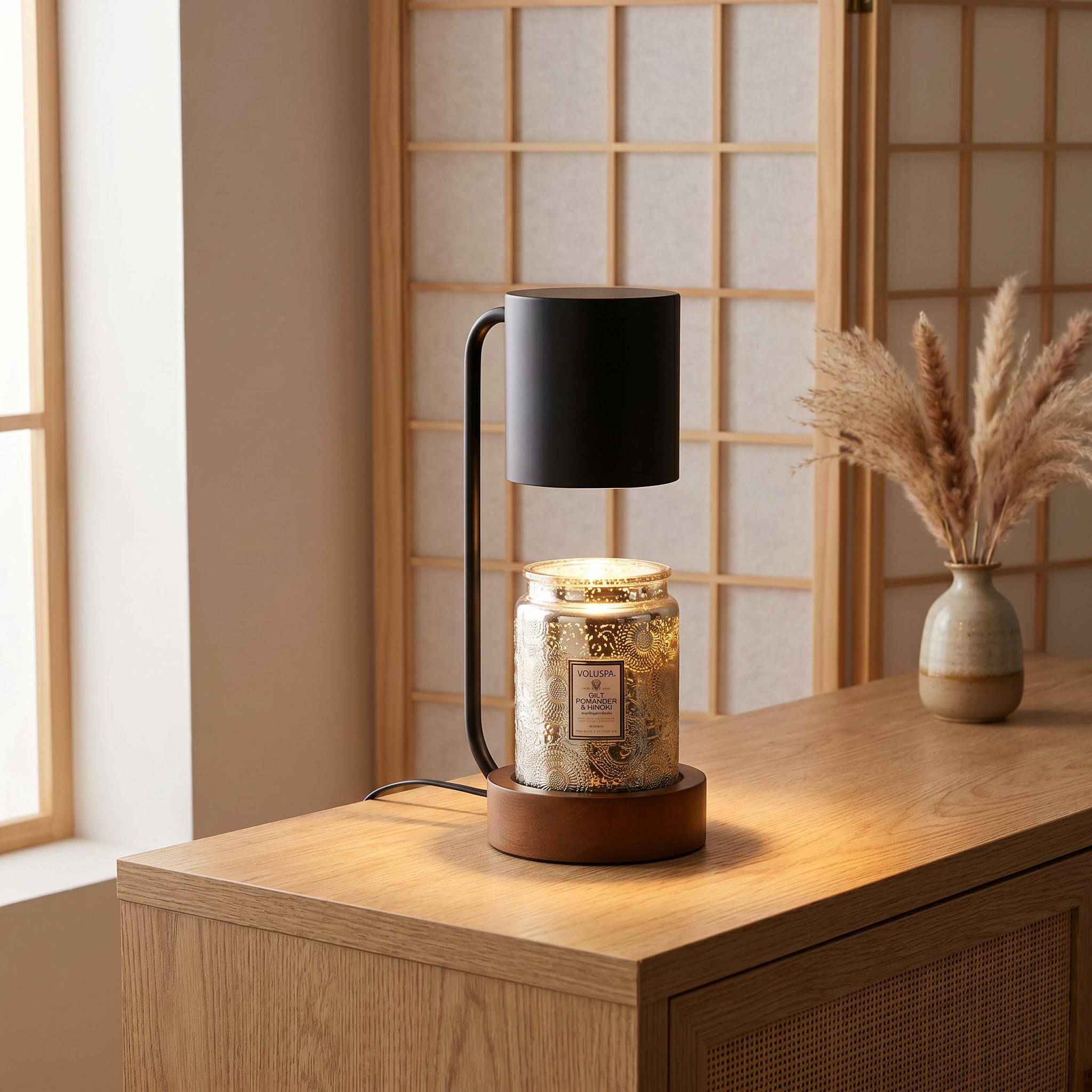 Wood and Metal Table Lamp, GU10, Dimmer or Timing, White or Black